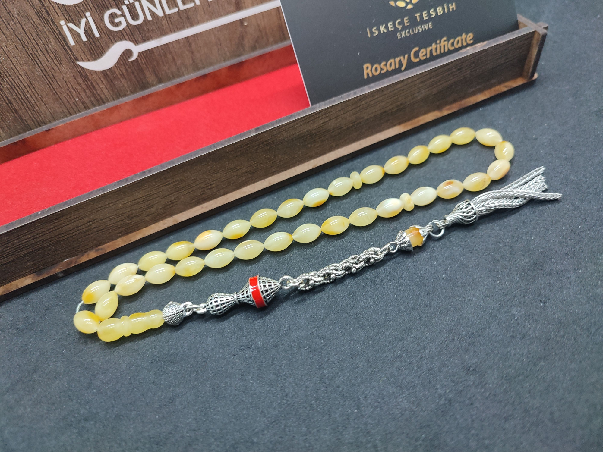 Ahşap Kutulu 475 Ayar Gümüş Püsküllü Kalingrad Kaya Damla 9.20 Gr. Sertifikalı 9460