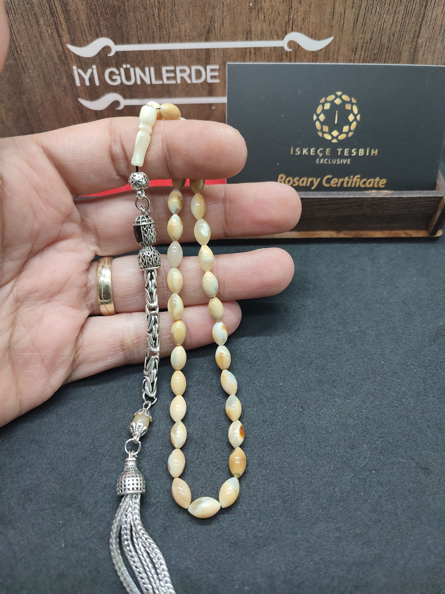 Ahşap Kutulu 475 Ayar Gümüş Püsküllü Kalingrad Kaya Damla 9.20 Gr. Sertifikalı 9461 küçük resim 4