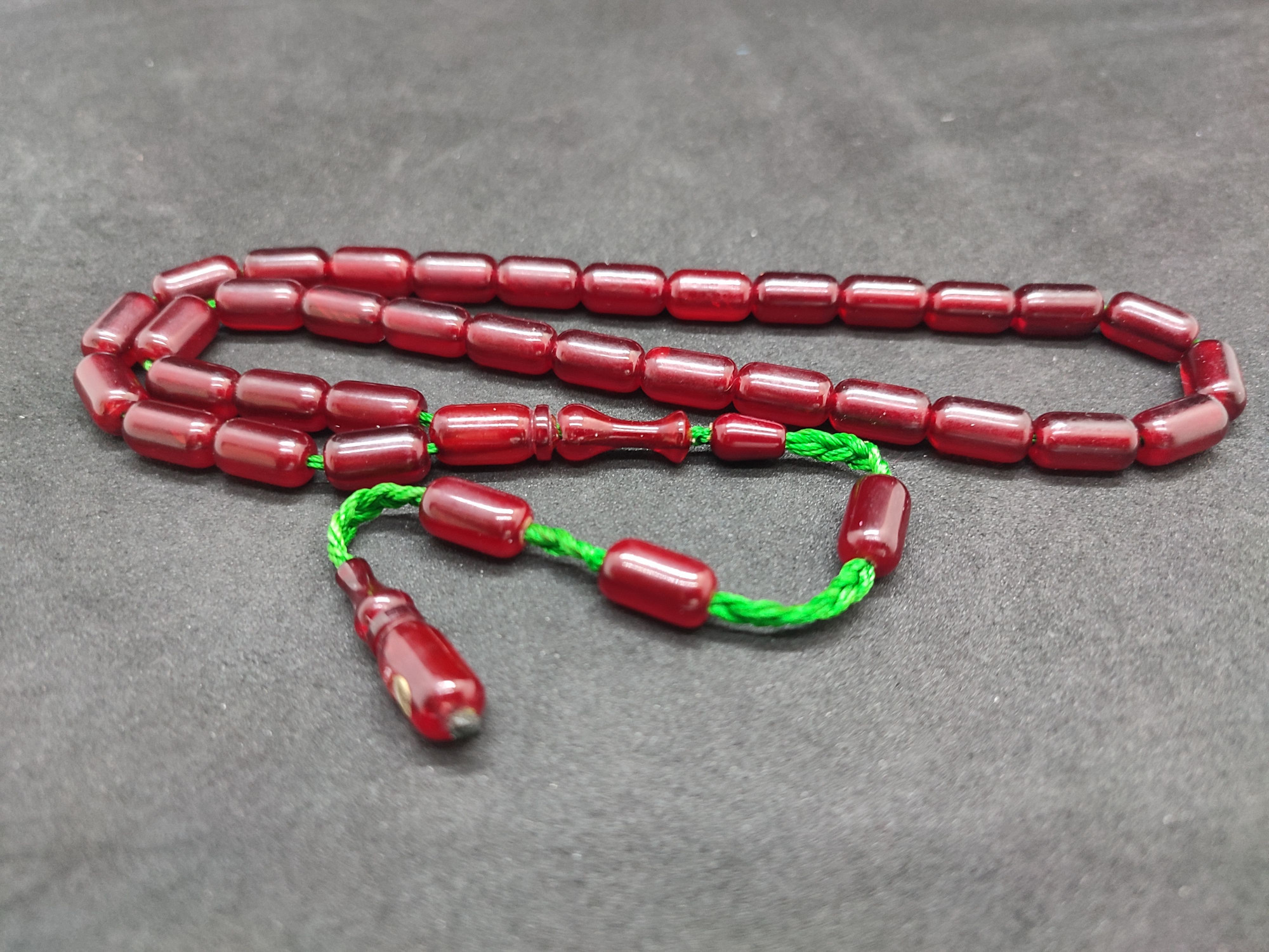 İsa Balkaya Usta Eseri Esku Usul Kat Kat İpe Dizilmiş Eski Sıkma Kehribar Sertifikalı 9472 küçük resim 2