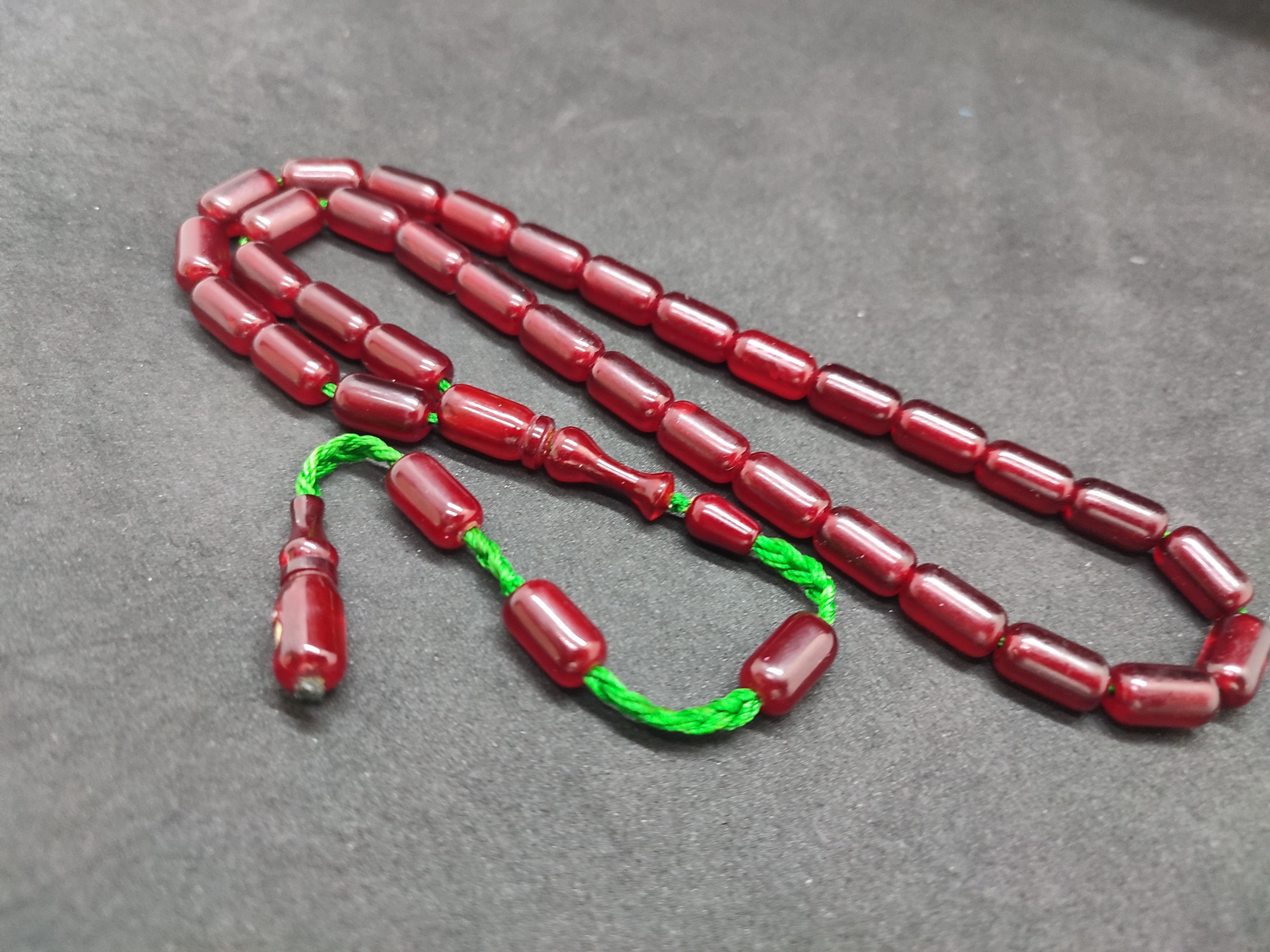 İsa Balkaya Usta Eseri Esku Usul Kat Kat İpe Dizilmiş Eski Sıkma Kehribar Sertifikalı 9472 küçük resim 3