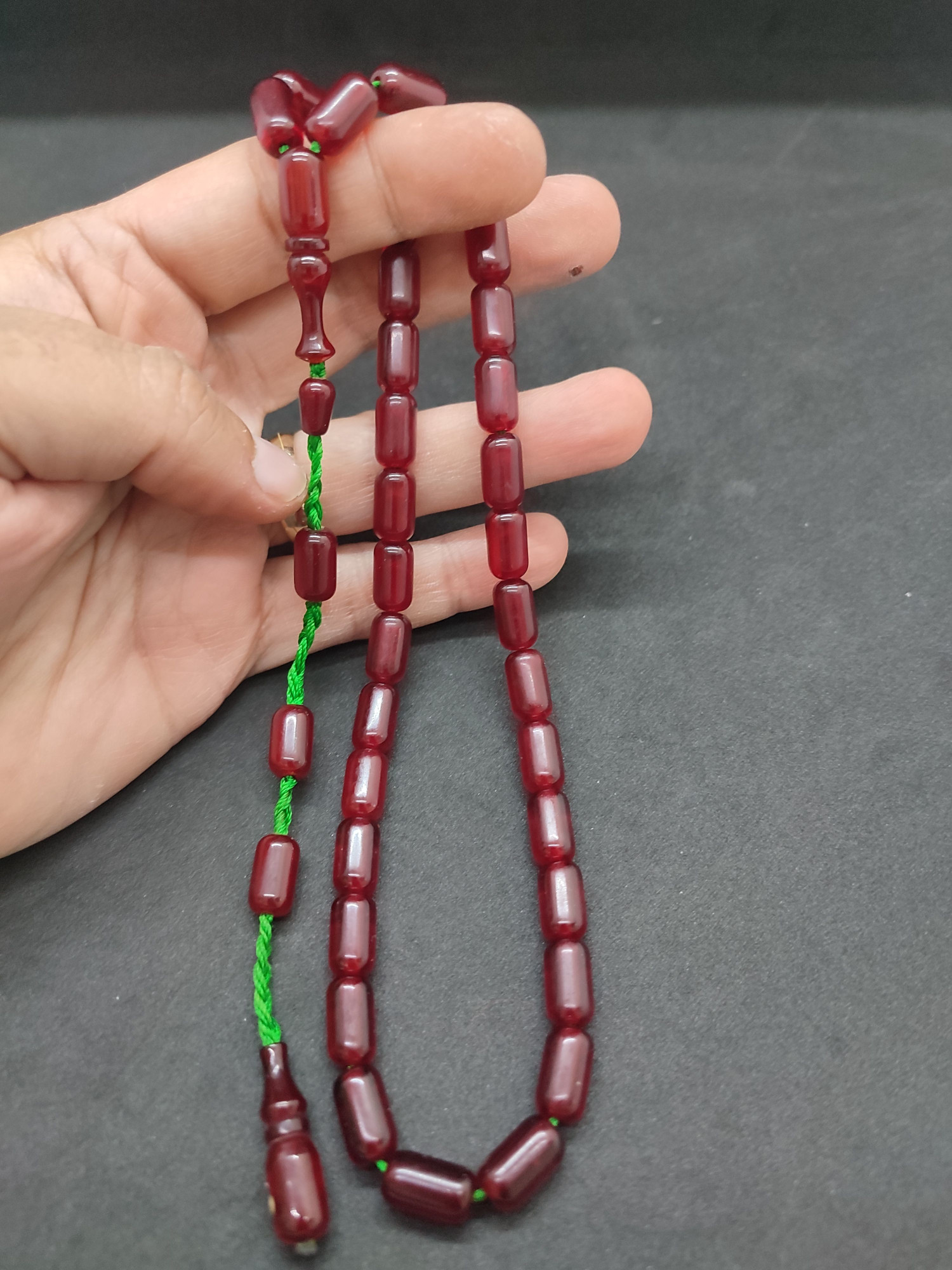 İsa Balkaya Usta Eseri Esku Usul Kat Kat İpe Dizilmiş Eski Sıkma Kehribar Sertifikalı 9472 küçük resim 5