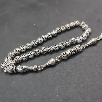 Bu Fiyata Yok!!! Bilek Boy 475 Ayar Gümüş Tesbih Sertifikalı küçük resim 3