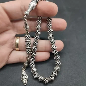 Bu Fiyata Yok!!! Bilek Boy 475 Ayar Gümüş Tesbih Sertifikalı küçük resim 4
