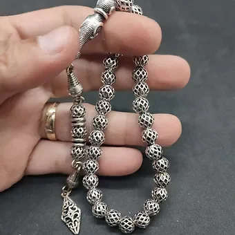 Bu Fiyata Yok!!! Bilek Boy 475 Ayar Gümüş Tesbih Sertifikalı küçük resim 5