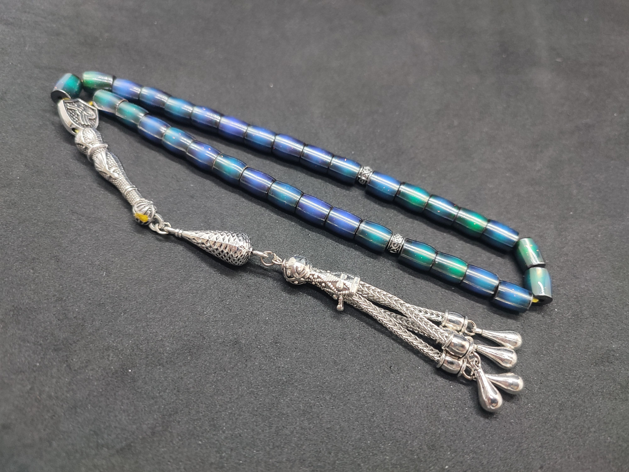 Telkari Püskül Kombinli El Isısına Göre 7 Renk Değiştiren His Taşı Sertifikalı küçük resim 3