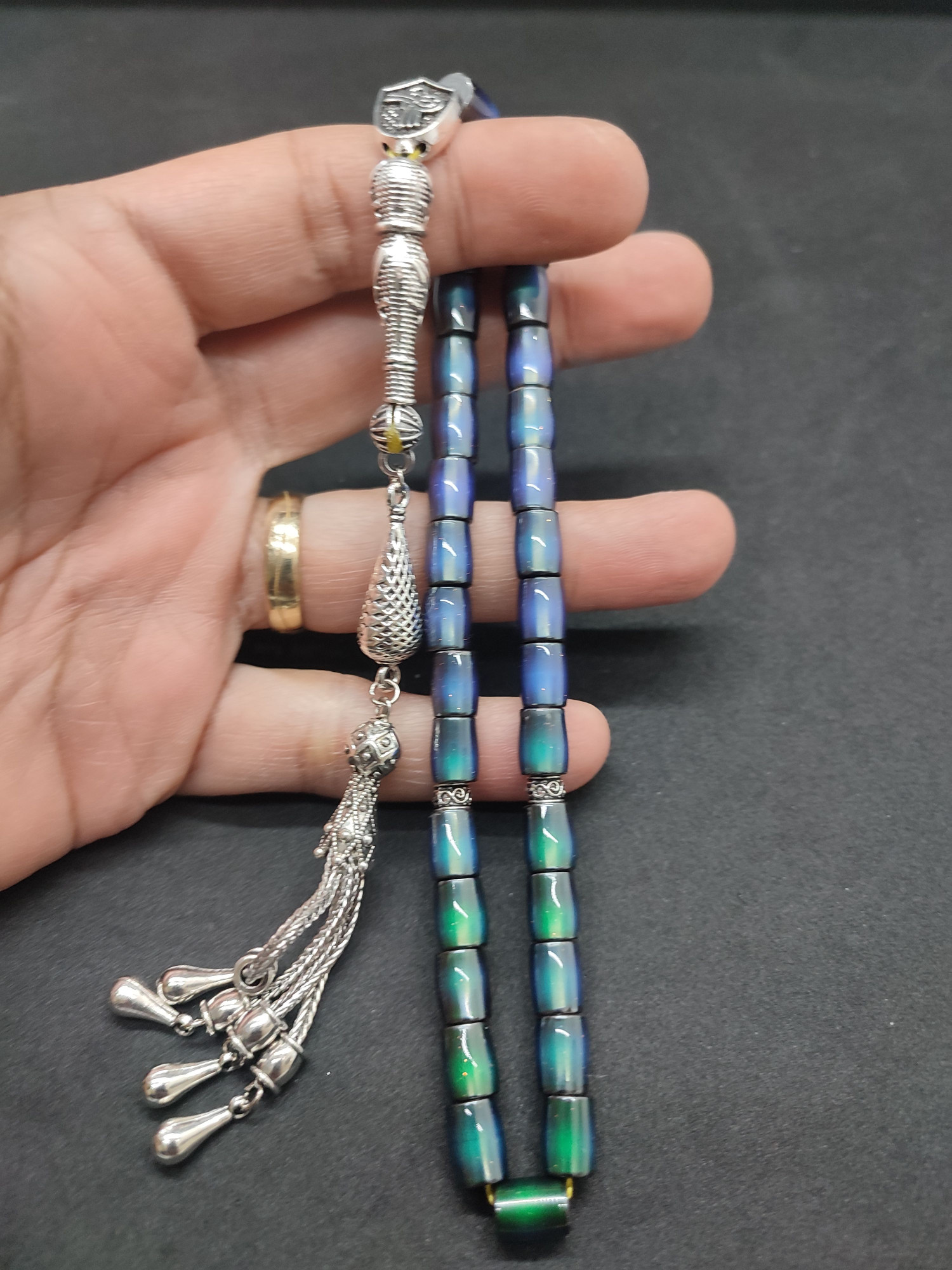 Telkari Püskül Kombinli El Isısına Göre 7 Renk Değiştiren His Taşı Sertifikalı küçük resim 4