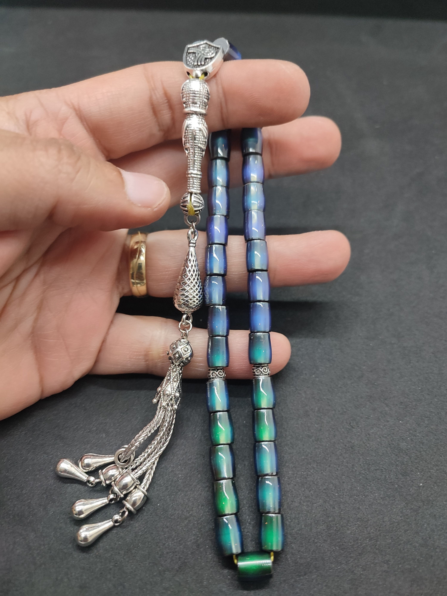 Telkari Püskül Kombinli El Isısına Göre 7 Renk Değiştiren His Taşı Sertifikalı küçük resim 5