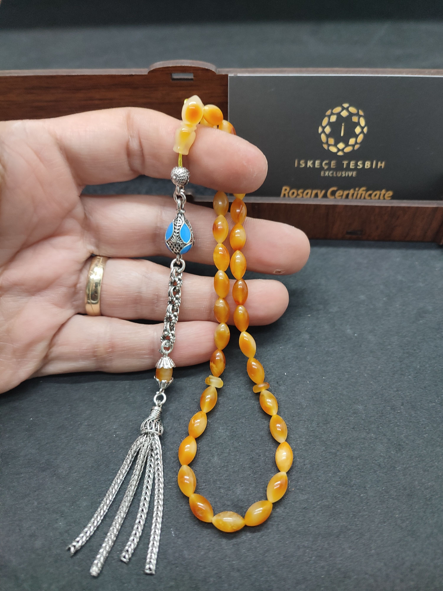 475 Ayar Gümüş Püsküllü El Boy Litvanya Kaya Damla 7.49 Gr. Sertifikalı 9480 küçük resim 3