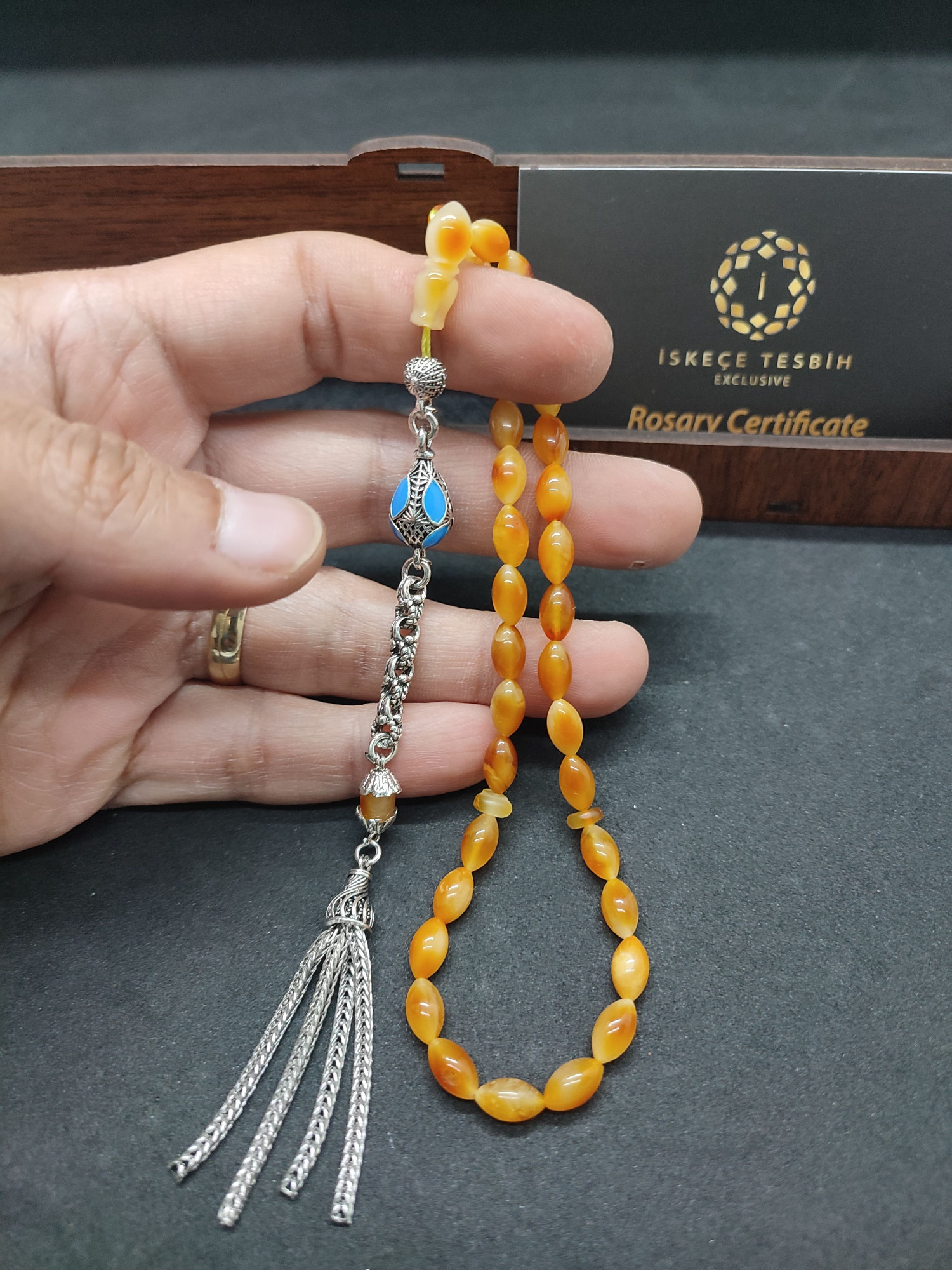 475 Ayar Gümüş Püsküllü El Boy Litvanya Kaya Damla 7.49 Gr. Sertifikalı 9480 küçük resim 5