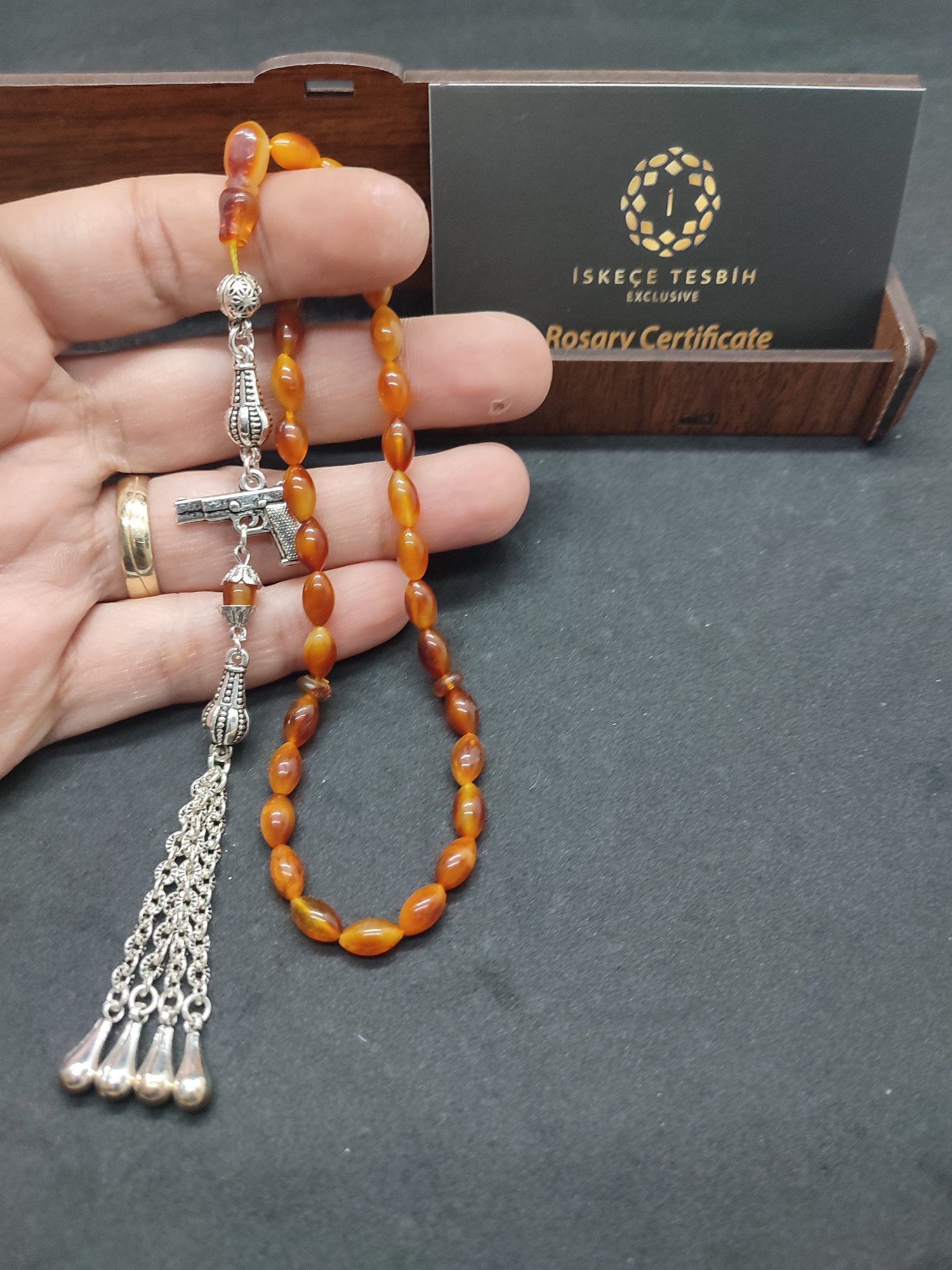 475 Ayar Gümüş Püsküllü El Boy Litvanya Kaya Damla 6.50 Gr. Sertifikalı 9482 küçük resim 4