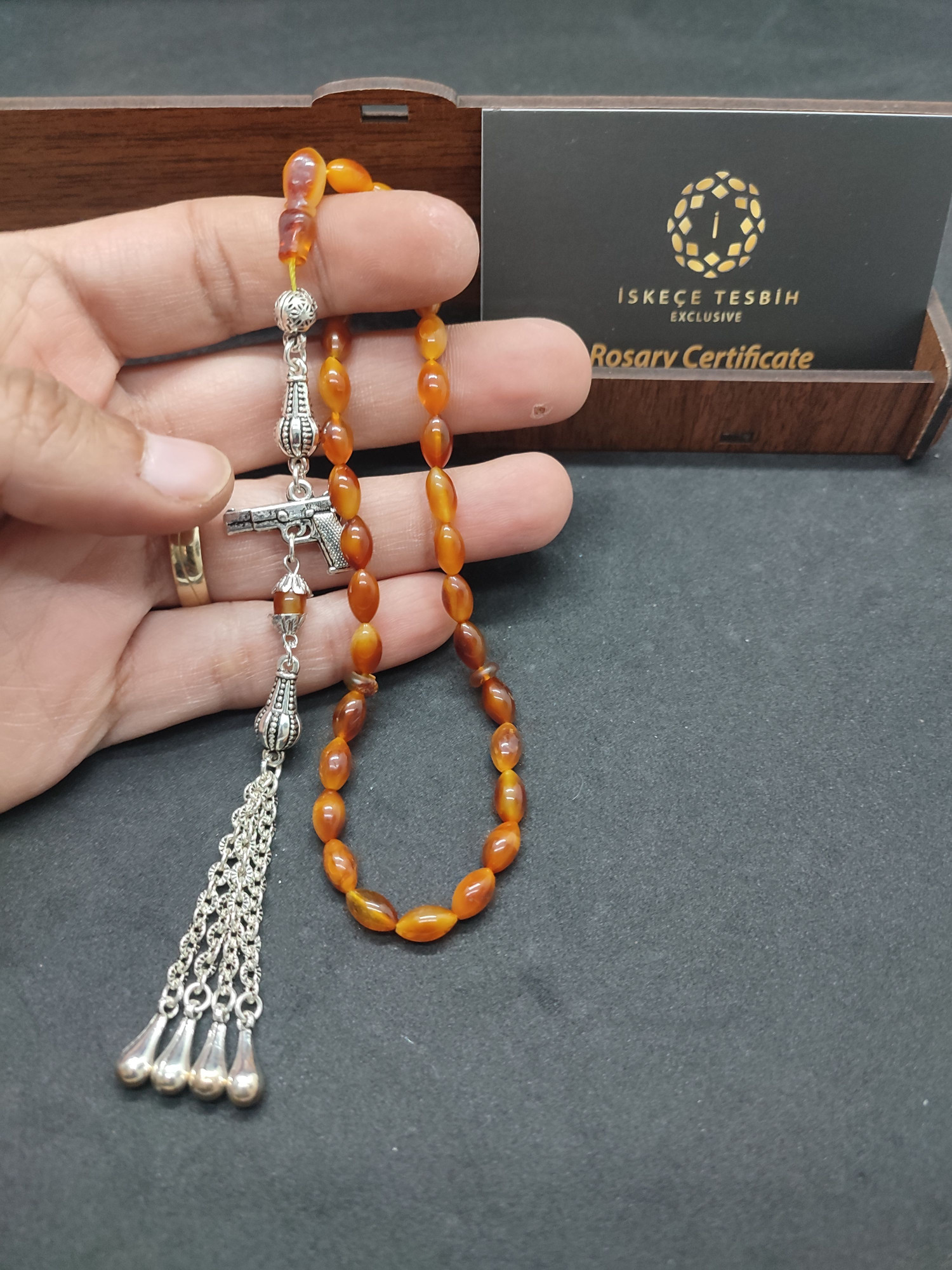 475 Ayar Gümüş Püsküllü El Boy Litvanya Kaya Damla 6.50 Gr. Sertifikalı 9482 küçük resim 5