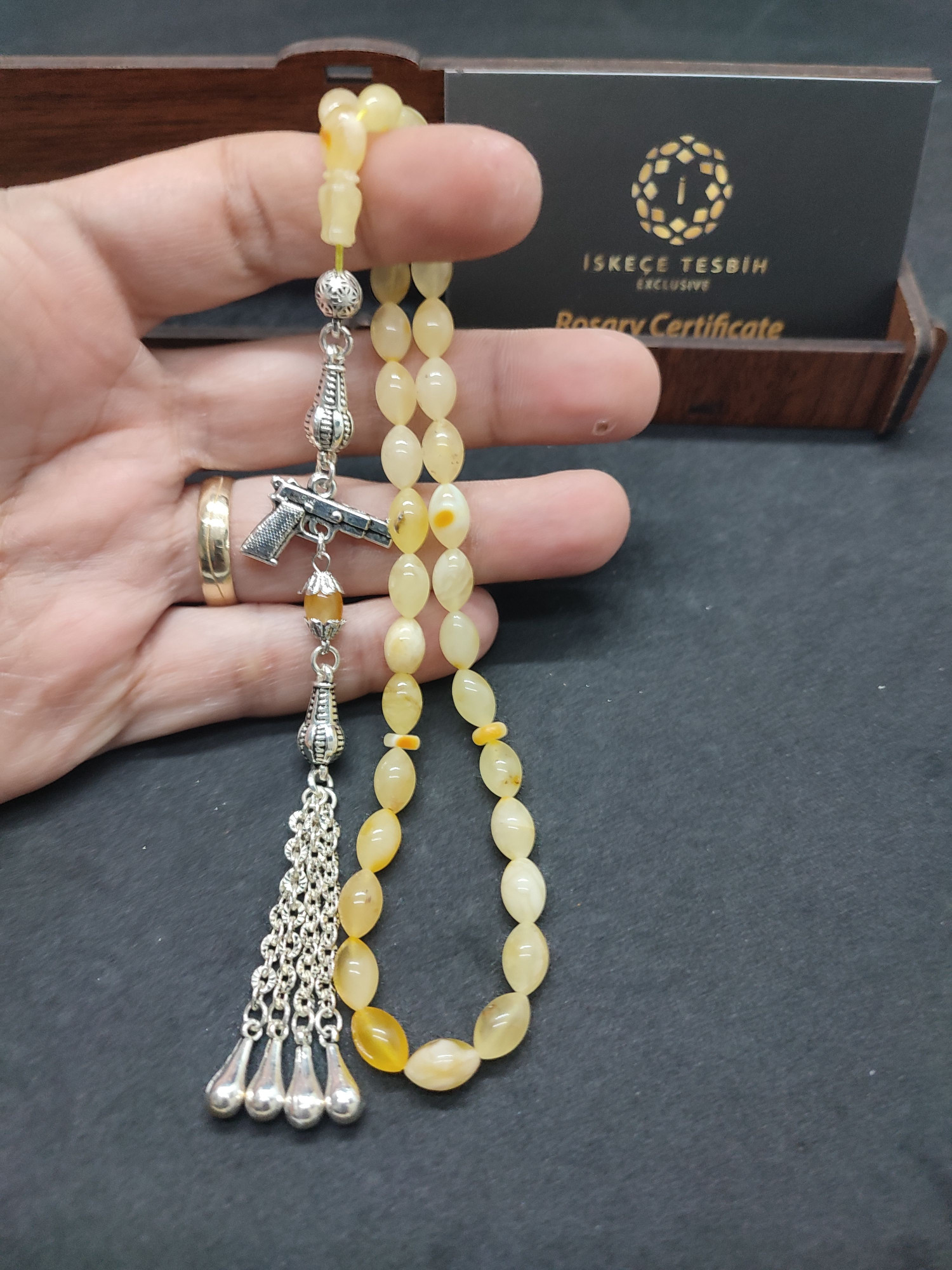 475 Ayar Gümüş Püsküllü El Boy Litvanya Kaya Damla 8.37 Gr. Sertifikalı 9483 küçük resim 4