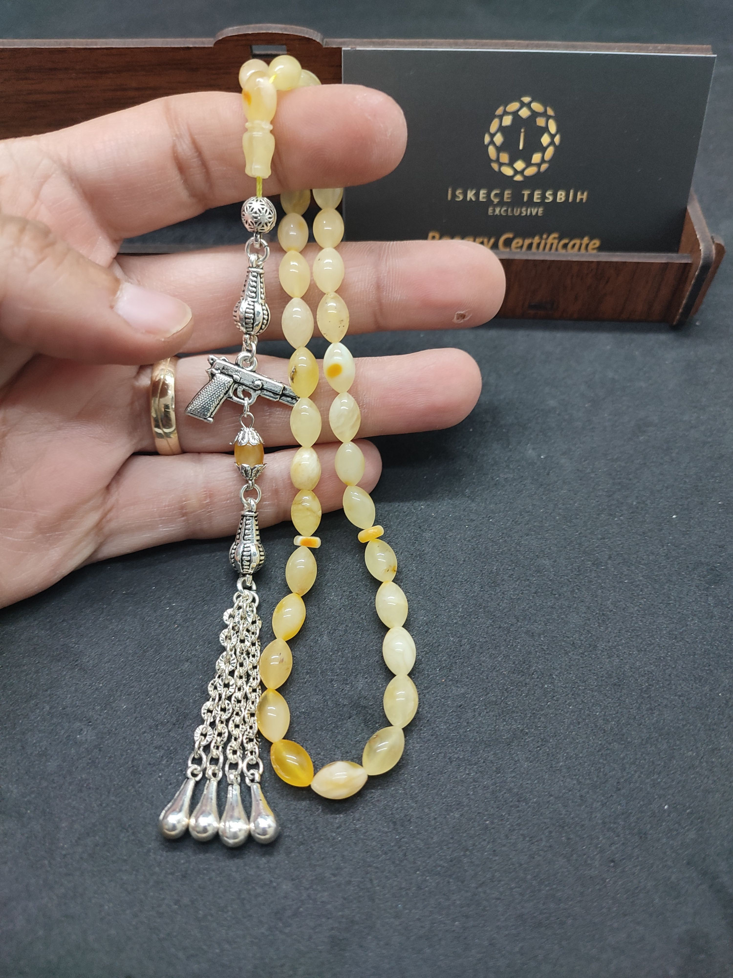 475 Ayar Gümüş Püsküllü El Boy Litvanya Kaya Damla 8.37 Gr. Sertifikalı 9483 küçük resim 5