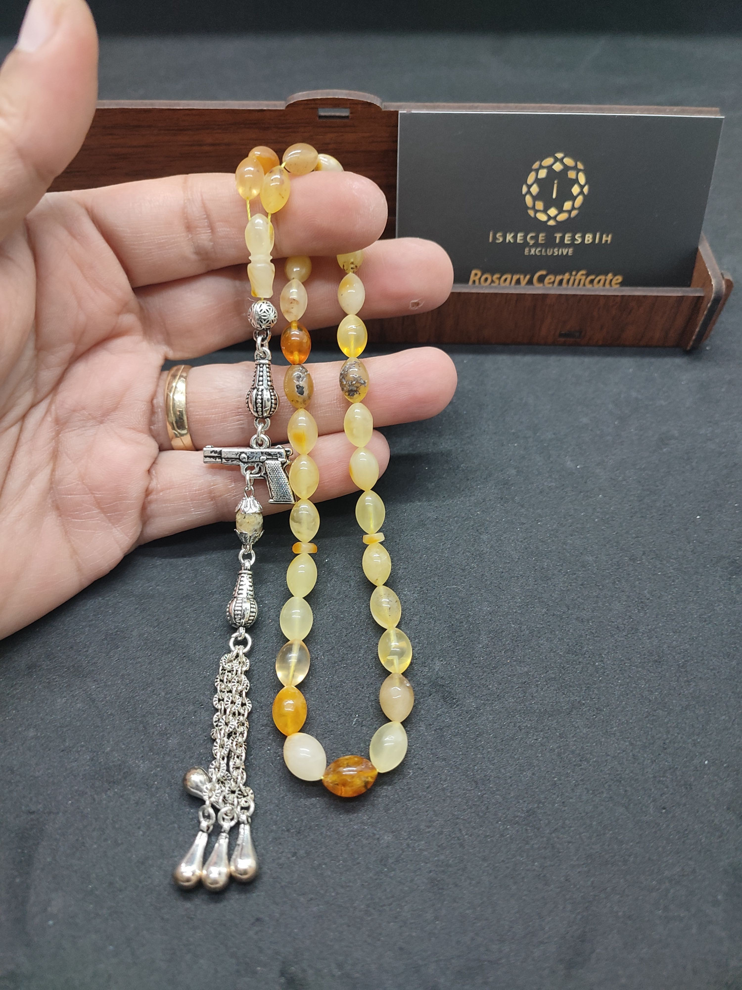 475 Ayar Gümüş Püsküllü El Boy Litvanya Kaya Damla 9.25 Gr. Sertifikalı 9484 küçük resim 4