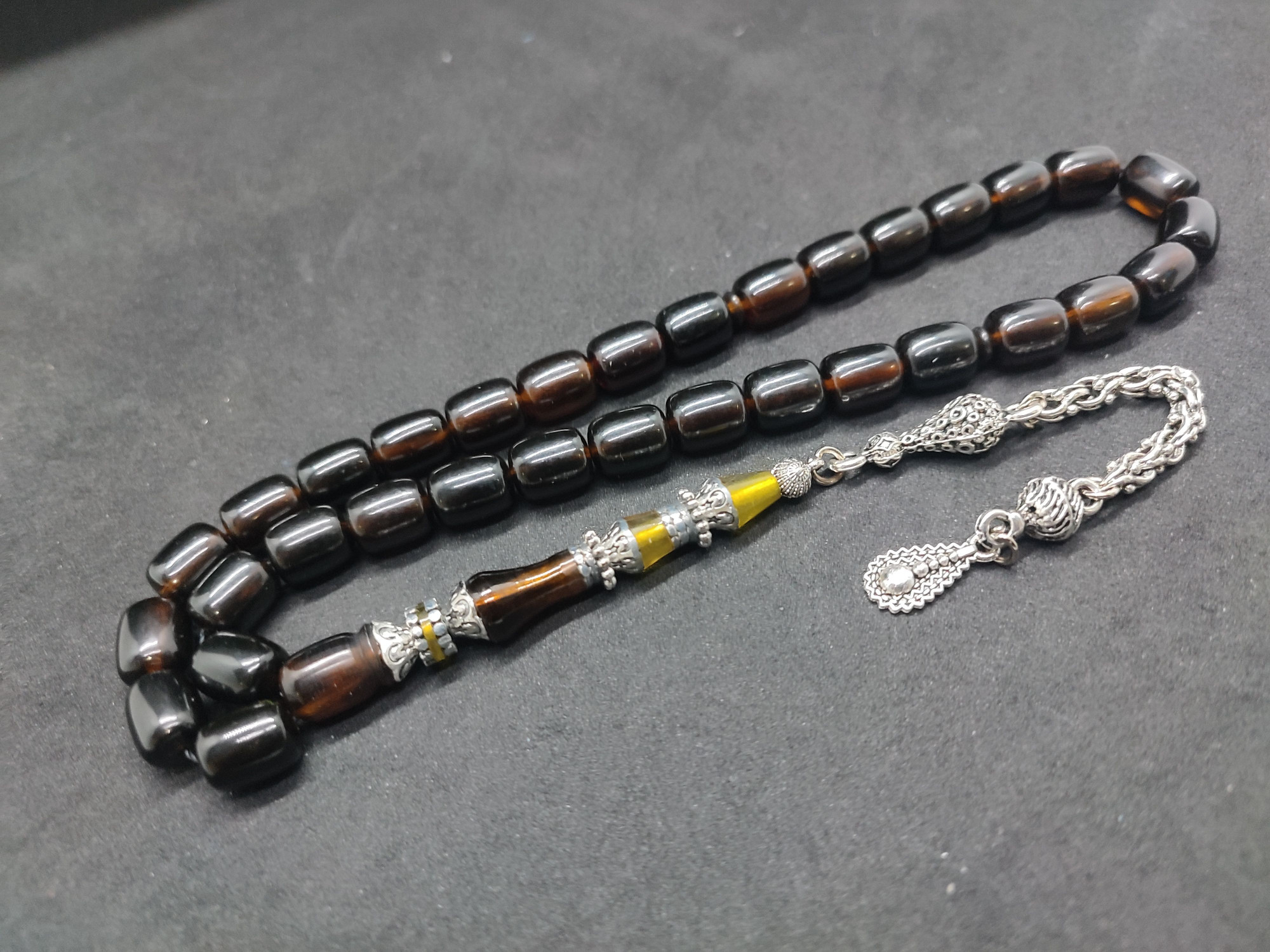 475 Ayar Gümüş Püskül 475 Ayar Gümüş Nakkaş Sıkma Kehribar Sertifikalı 9504