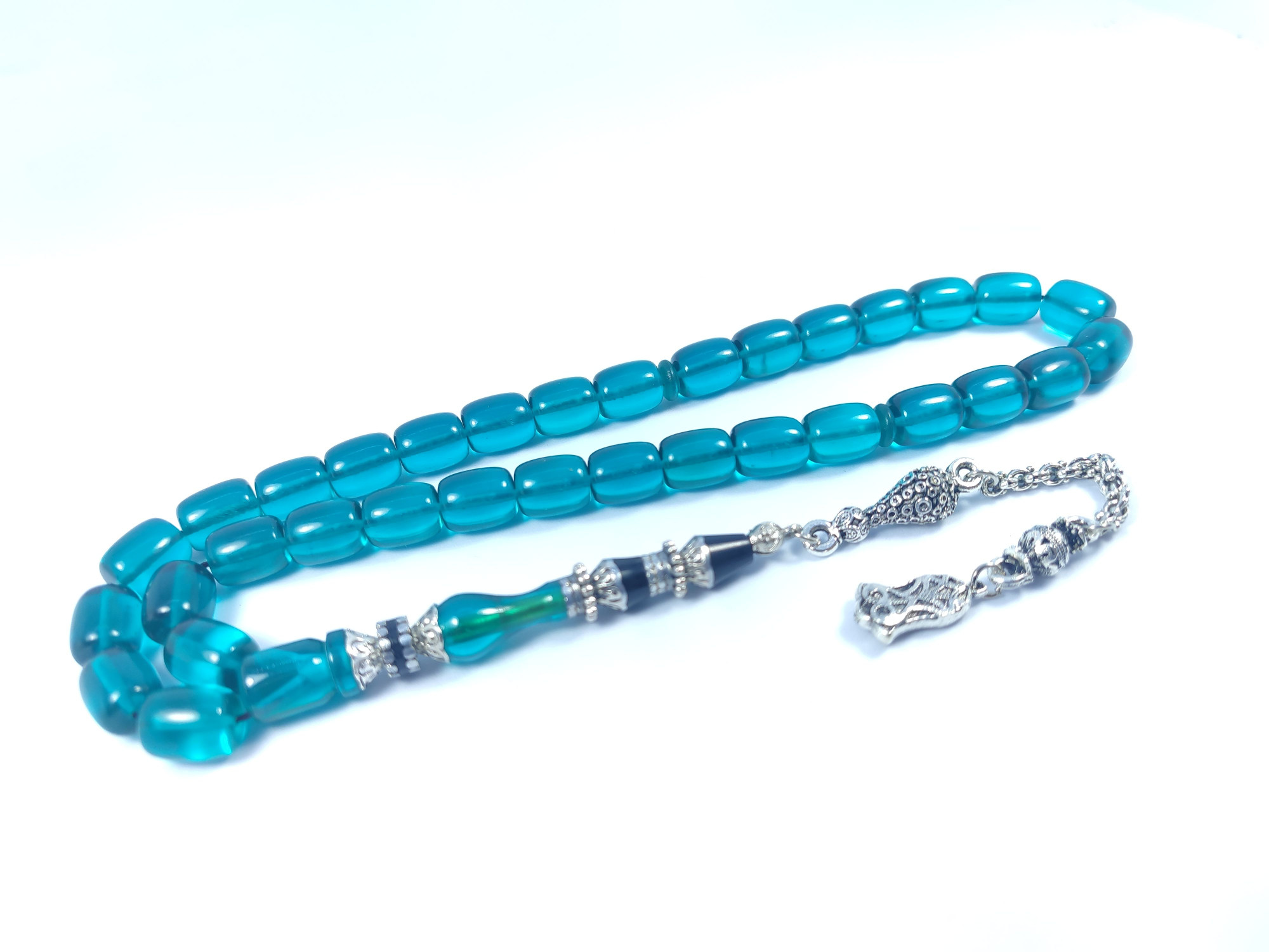 475 Ayar Gümüş Püskül 475 Ayar Gümüş Nakkaş Zar Kehribar Sertifikalı 9513 küçük resim 2