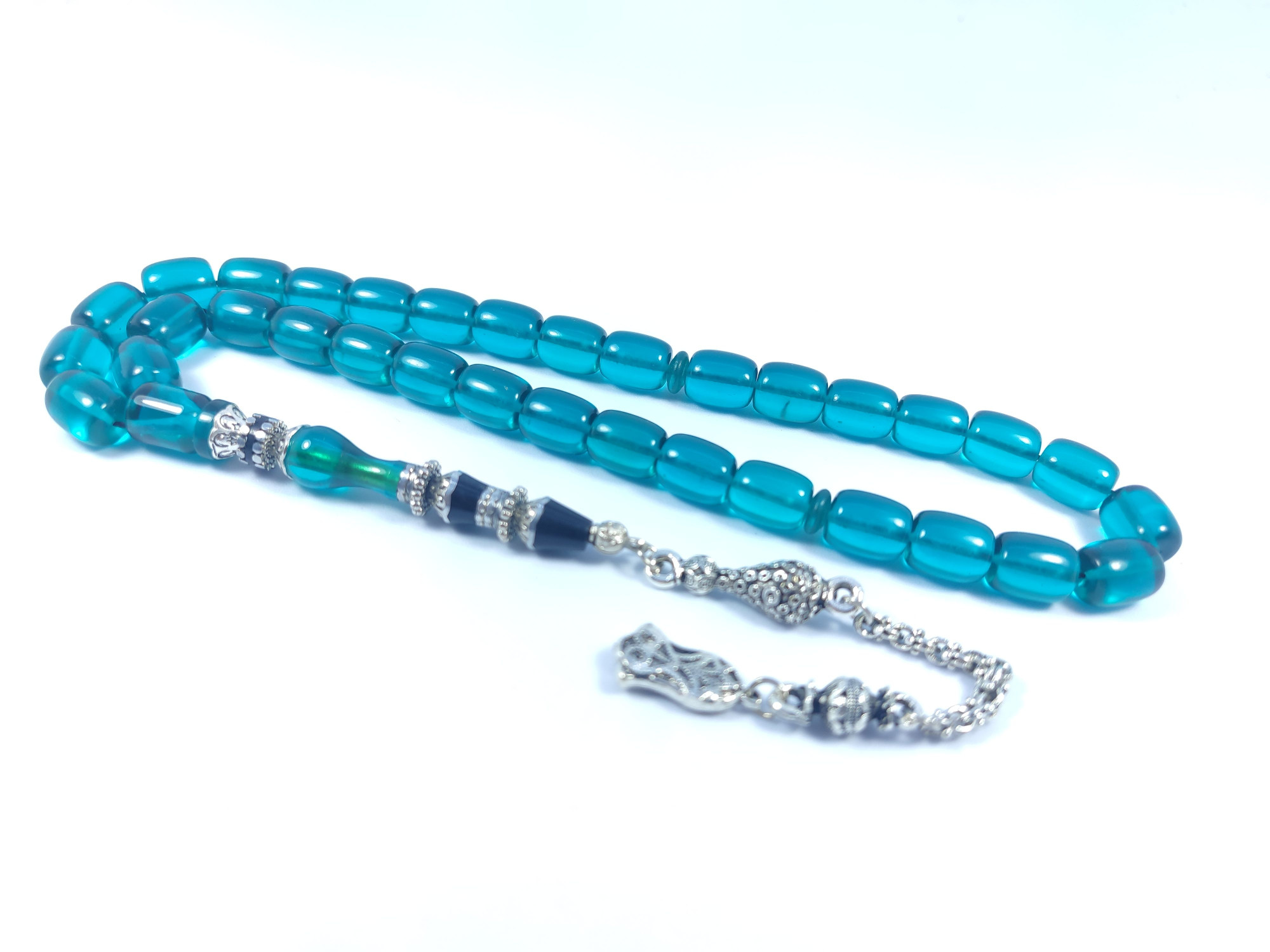 475 Ayar Gümüş Püskül 475 Ayar Gümüş Nakkaş Zar Kehribar Sertifikalı 9513 küçük resim 3