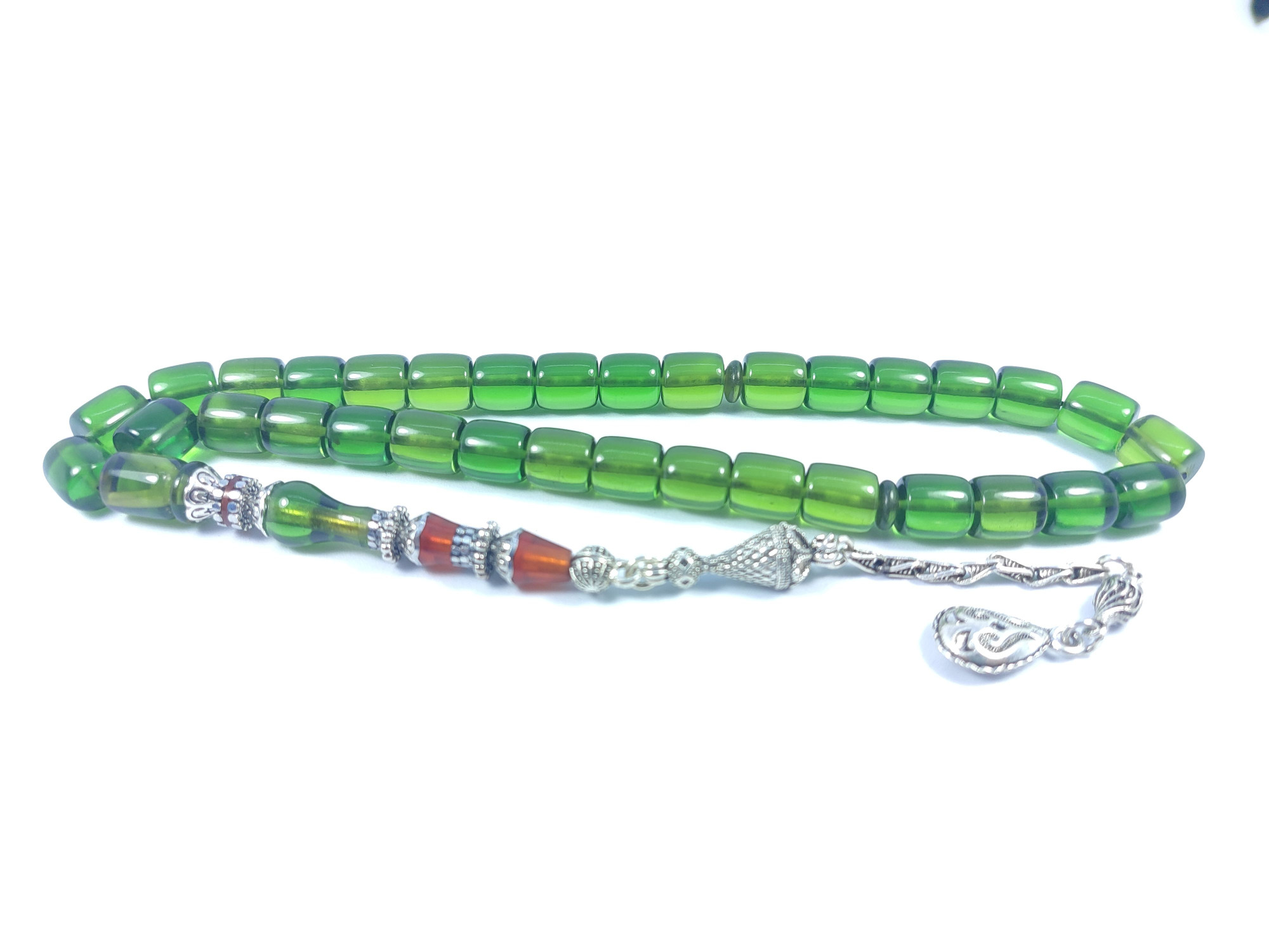 475 Ayar Gümüş Püskül 475 Ayar Gümüş Nakkaş Zar Kehribar Sertifikalı 9514 küçük resim 2