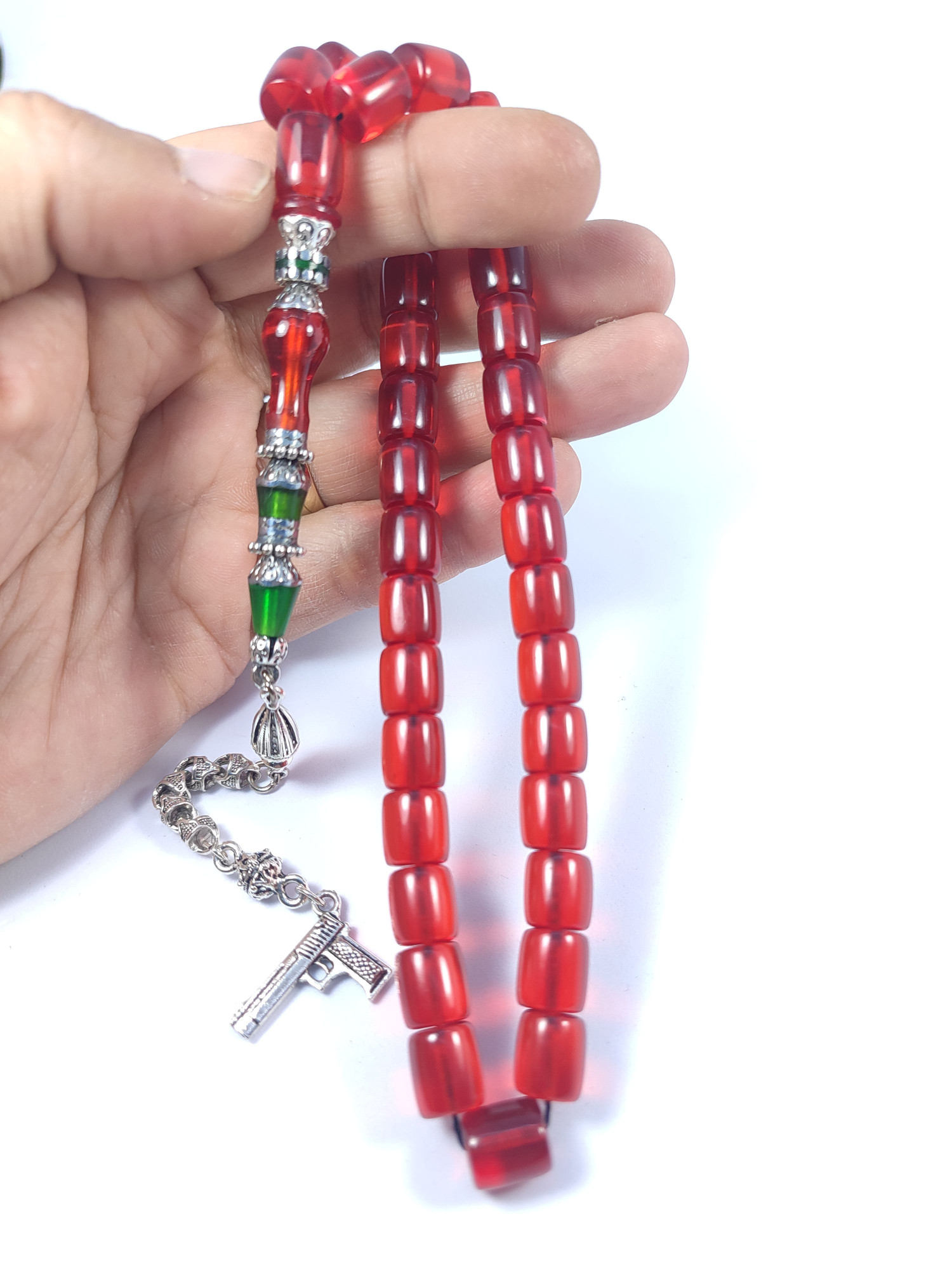 475 Ayar Gümüş Püskül 475 Ayar Gümüş Nakkaş Zar Kehribar Sertifikalı 9515 küçük resim 5