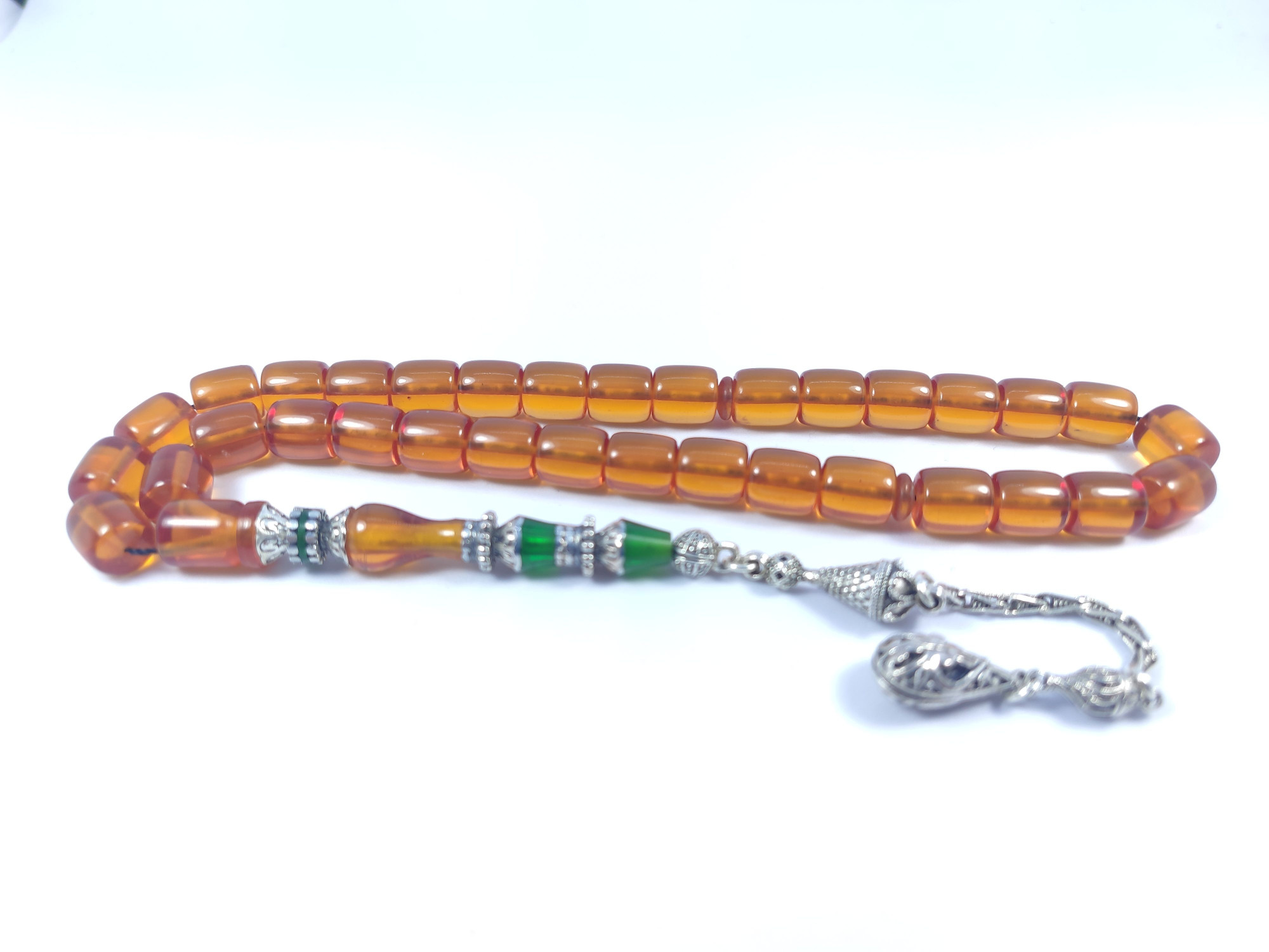 475 Ayar Gümüş Püskül 475 Ayar Gümüş Nakkaş Zar Kehribar Sertifikalı 9516