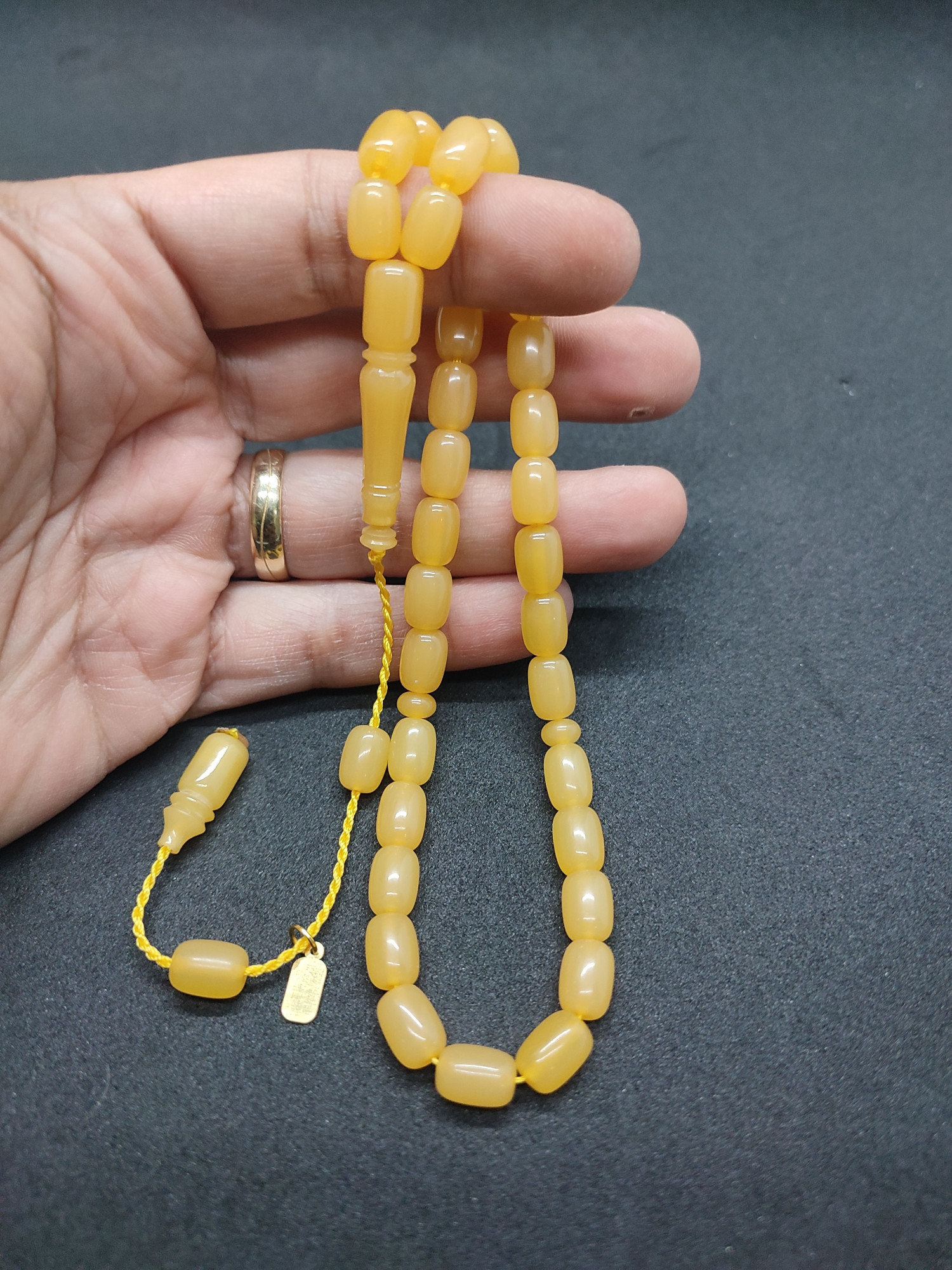 Uğur Şener Usta Eseri El Boy Çift Zımpara Çift Cilalı Sıkma Kehribar Sertifikalı 9517 küçük resim 4