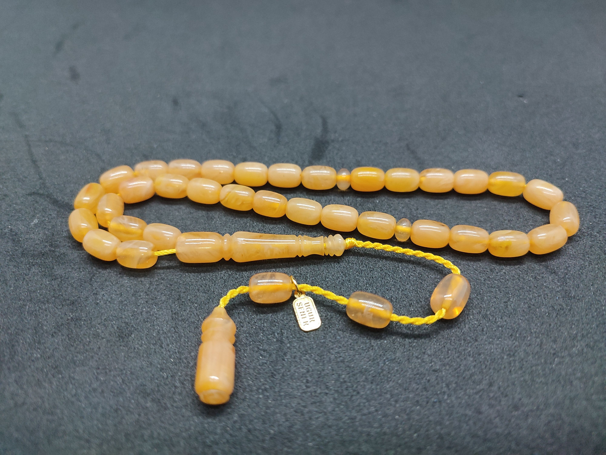 Uğur Şener Usta Eseri El Boy Çift Zımpara Çift Cilalı Sıkma Kehribar Sertifikalı 9518