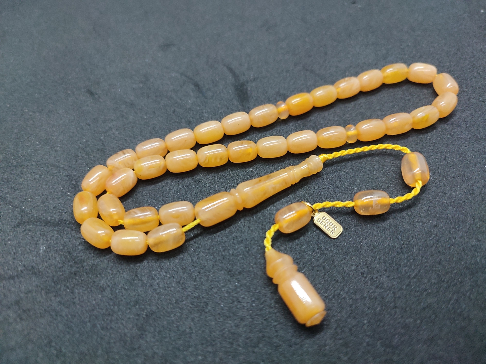 Uğur Şener Usta Eseri El Boy Çift Zımpara Çift Cilalı Sıkma Kehribar Sertifikalı 9518 küçük resim 2