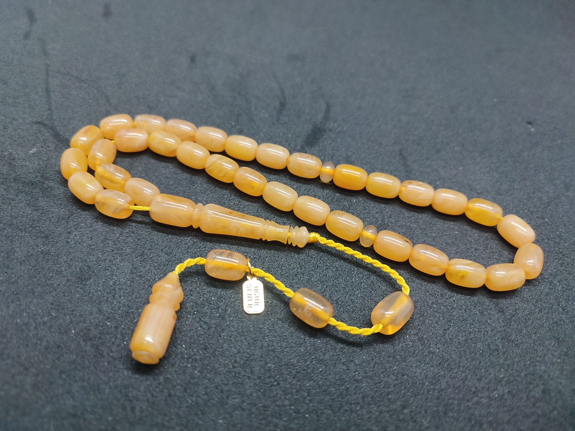 Uğur Şener Usta Eseri El Boy Çift Zımpara Çift Cilalı Sıkma Kehribar Sertifikalı 9518 küçük resim 3