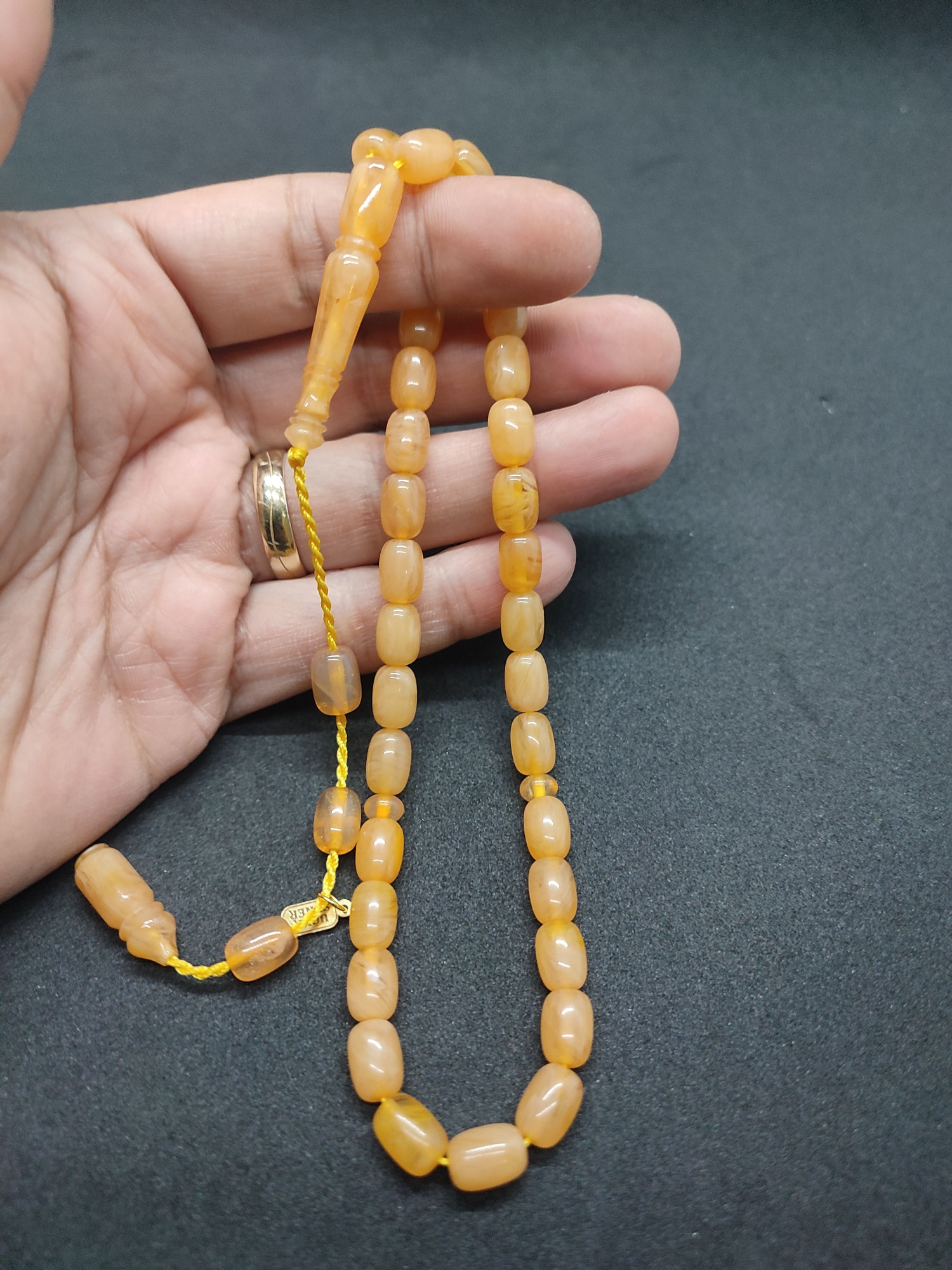 Uğur Şener Usta Eseri El Boy Çift Zımpara Çift Cilalı Sıkma Kehribar Sertifikalı 9518 küçük resim 4