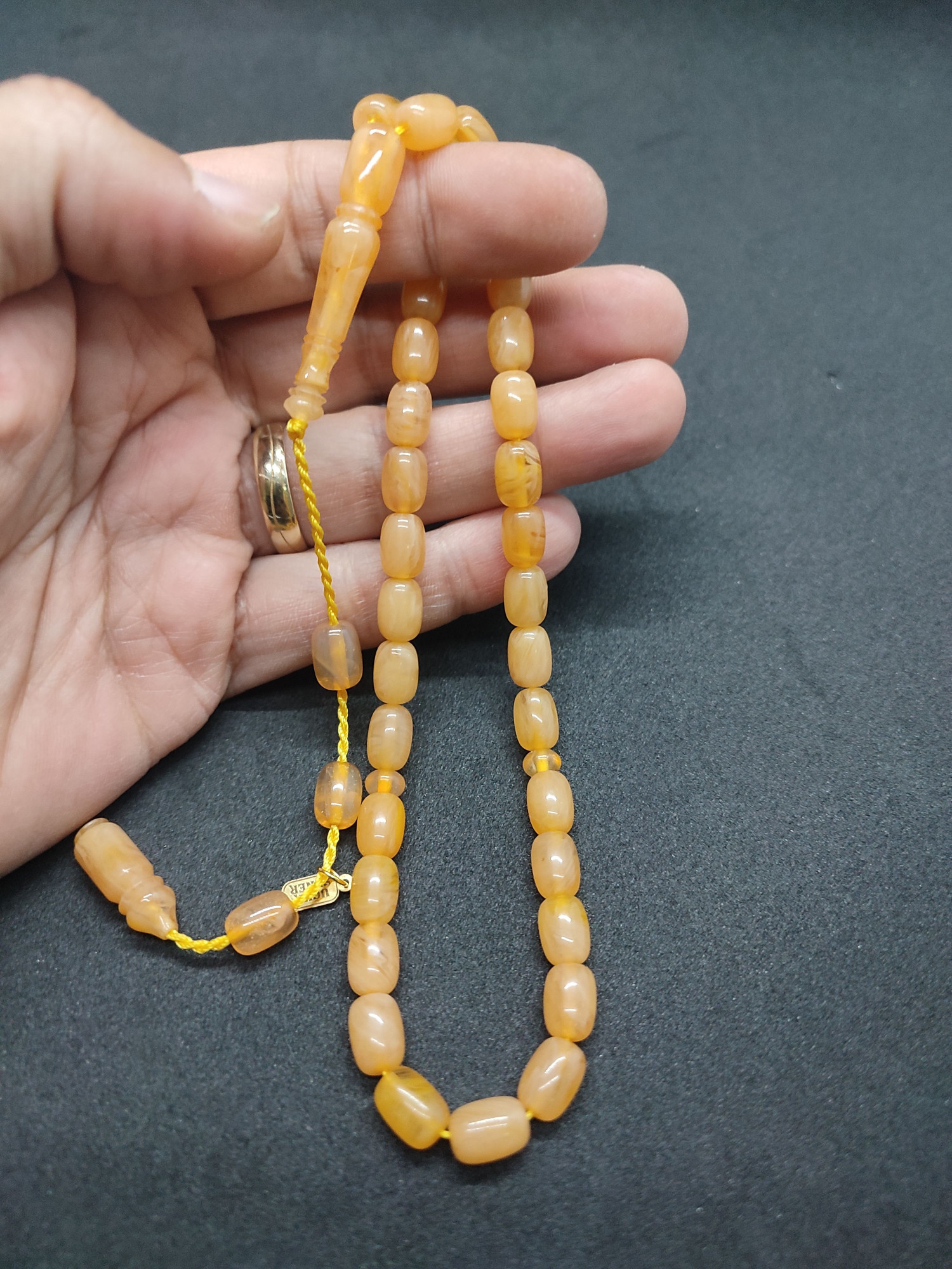 Uğur Şener Usta Eseri El Boy Çift Zımpara Çift Cilalı Sıkma Kehribar Sertifikalı 9518 küçük resim 5