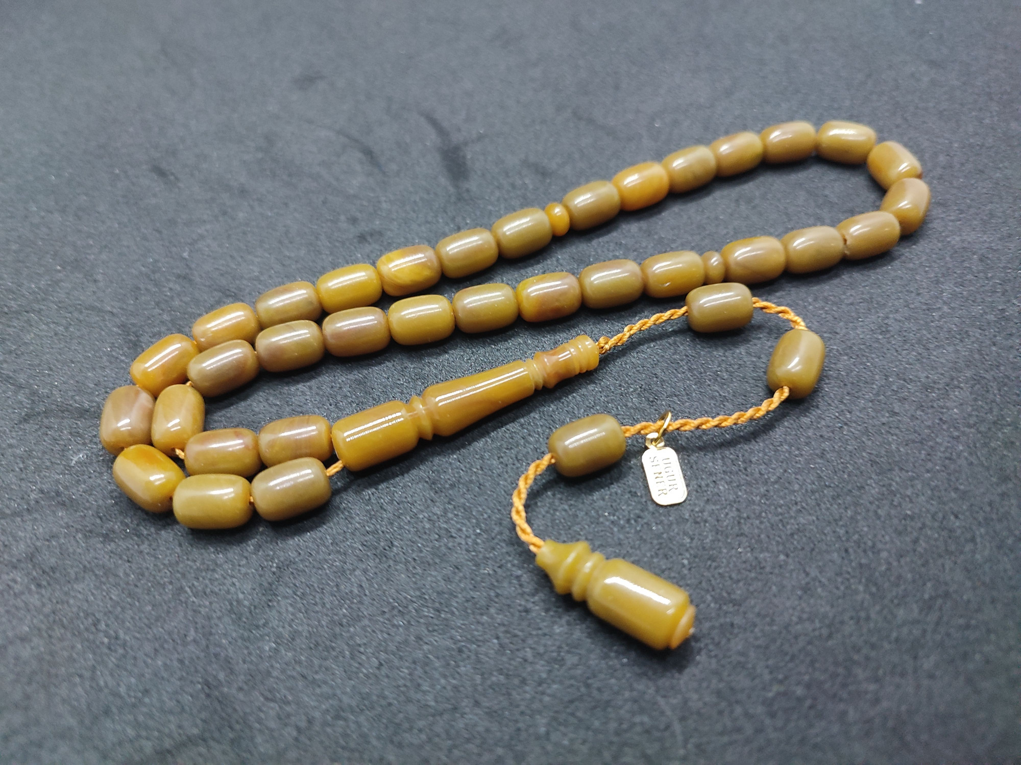 Uğur Şener Usta Eseri El Boy Çift Zımpara Çift Cilalı Sıkma Kehribar Sertifikalı 9519