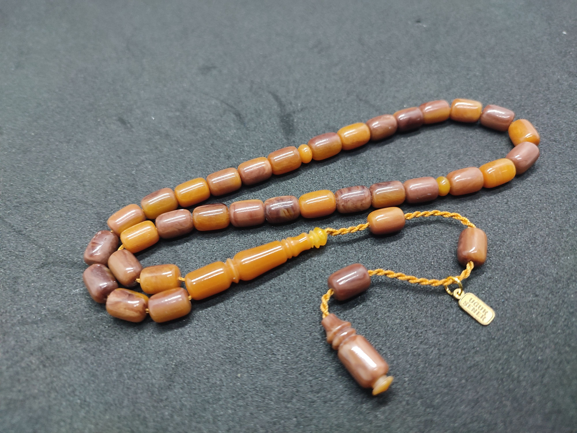 Uğur Şener Usta Eseri El Boy Çift Zımpara Çift Cilalı Sıkma Kehribar Sertifikalı 9520 küçük resim 2