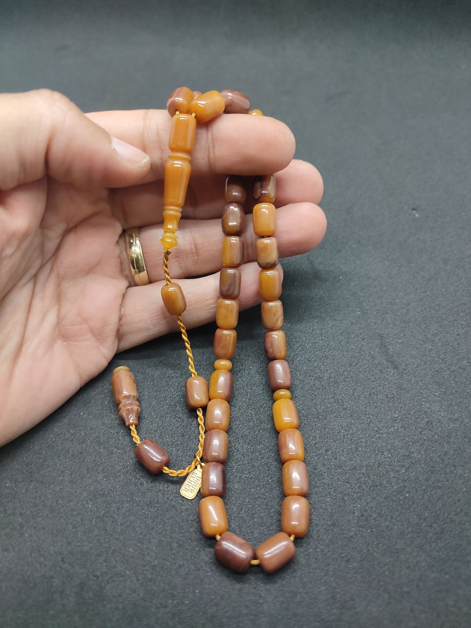 Uğur Şener Usta Eseri El Boy Çift Zımpara Çift Cilalı Sıkma Kehribar Sertifikalı 9520 küçük resim 5