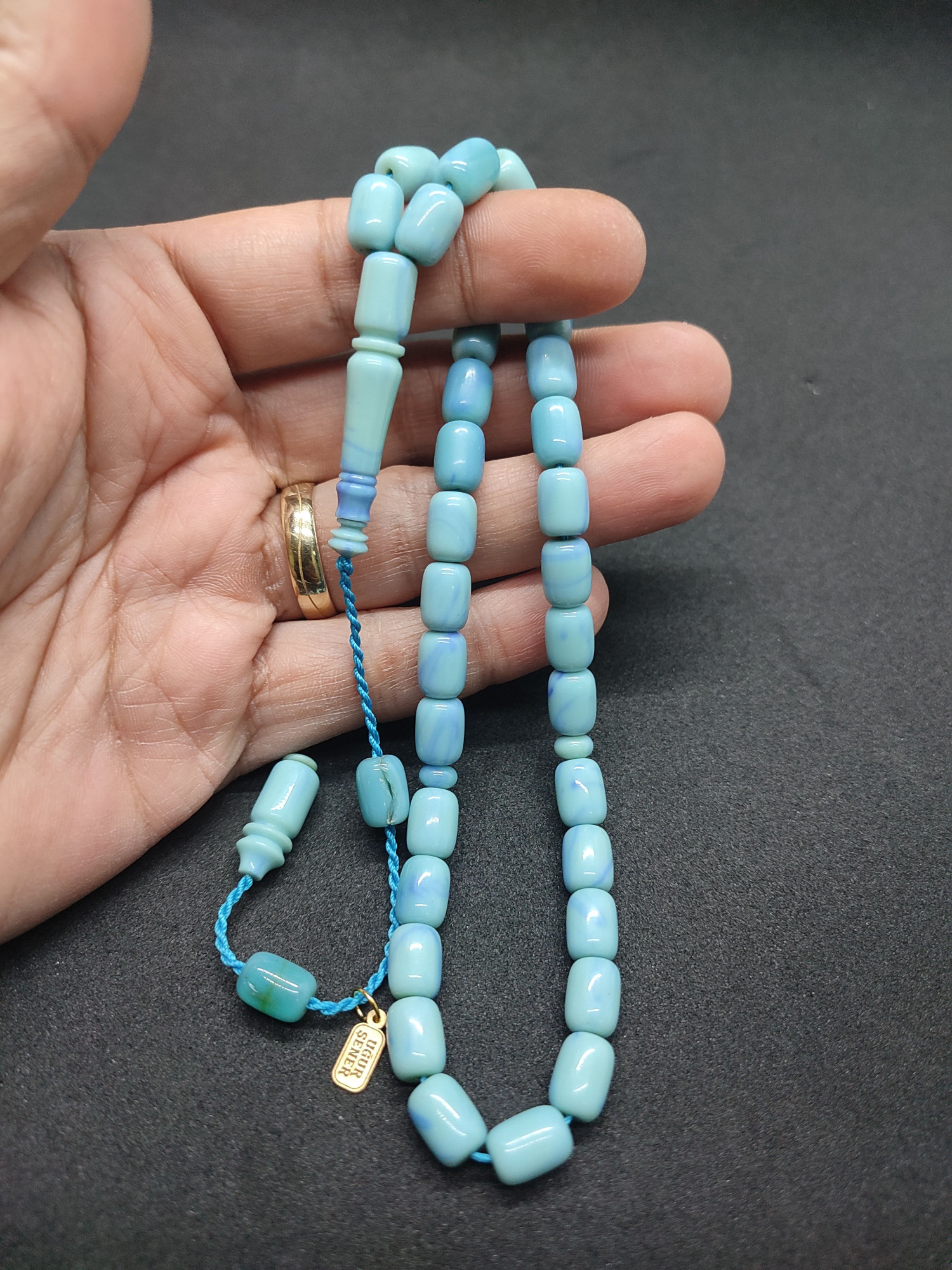 Uğur Şener Usta Eseri El Boy Çift Zımpara Çift Cilalı Sıkma Kehribar Sertifikalı 9521 küçük resim 4