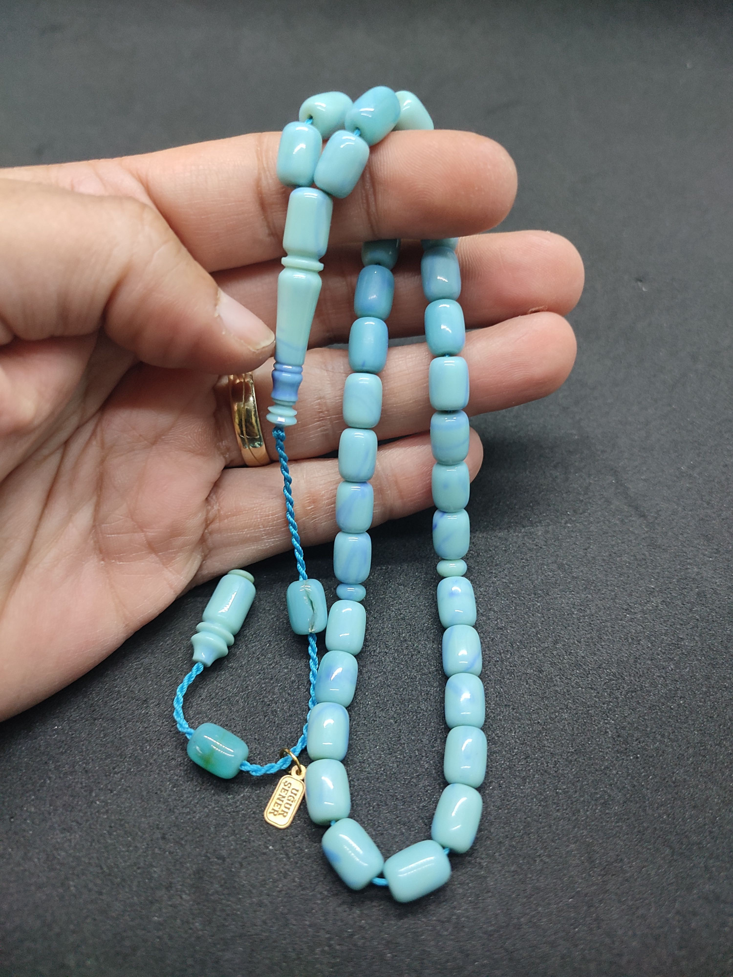 Uğur Şener Usta Eseri El Boy Çift Zımpara Çift Cilalı Sıkma Kehribar Sertifikalı 9521 küçük resim 5