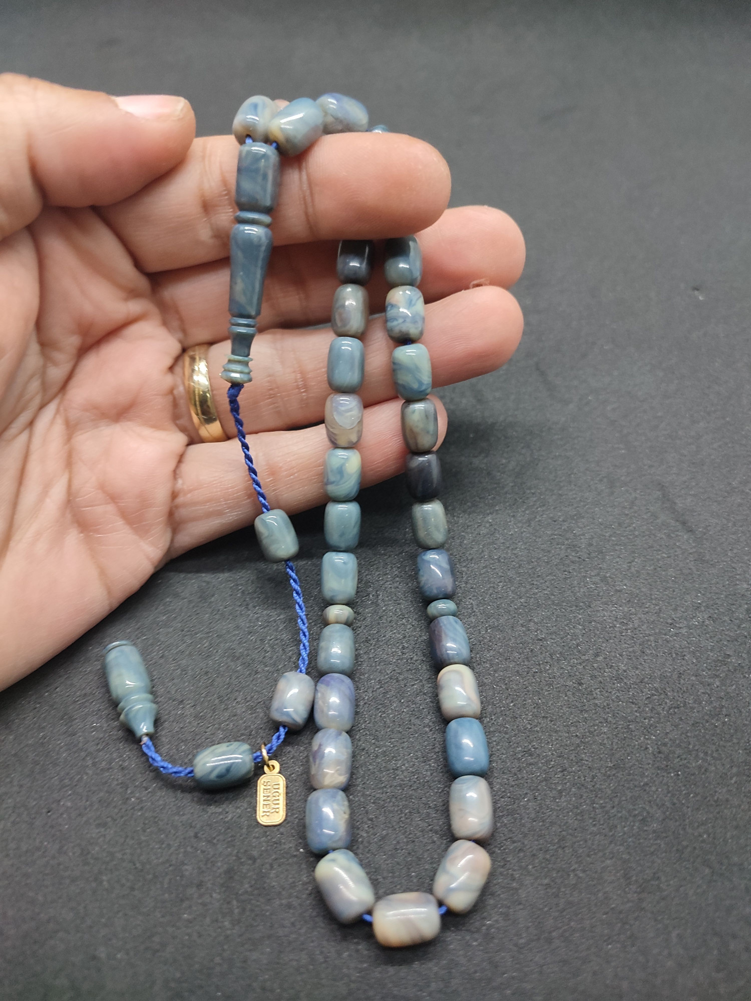 Uğur Şener Usta Eseri El Boy Çift Zımpara Çift Cilalı Sıkma Kehribar Sertifikalı 9526 küçük resim 3