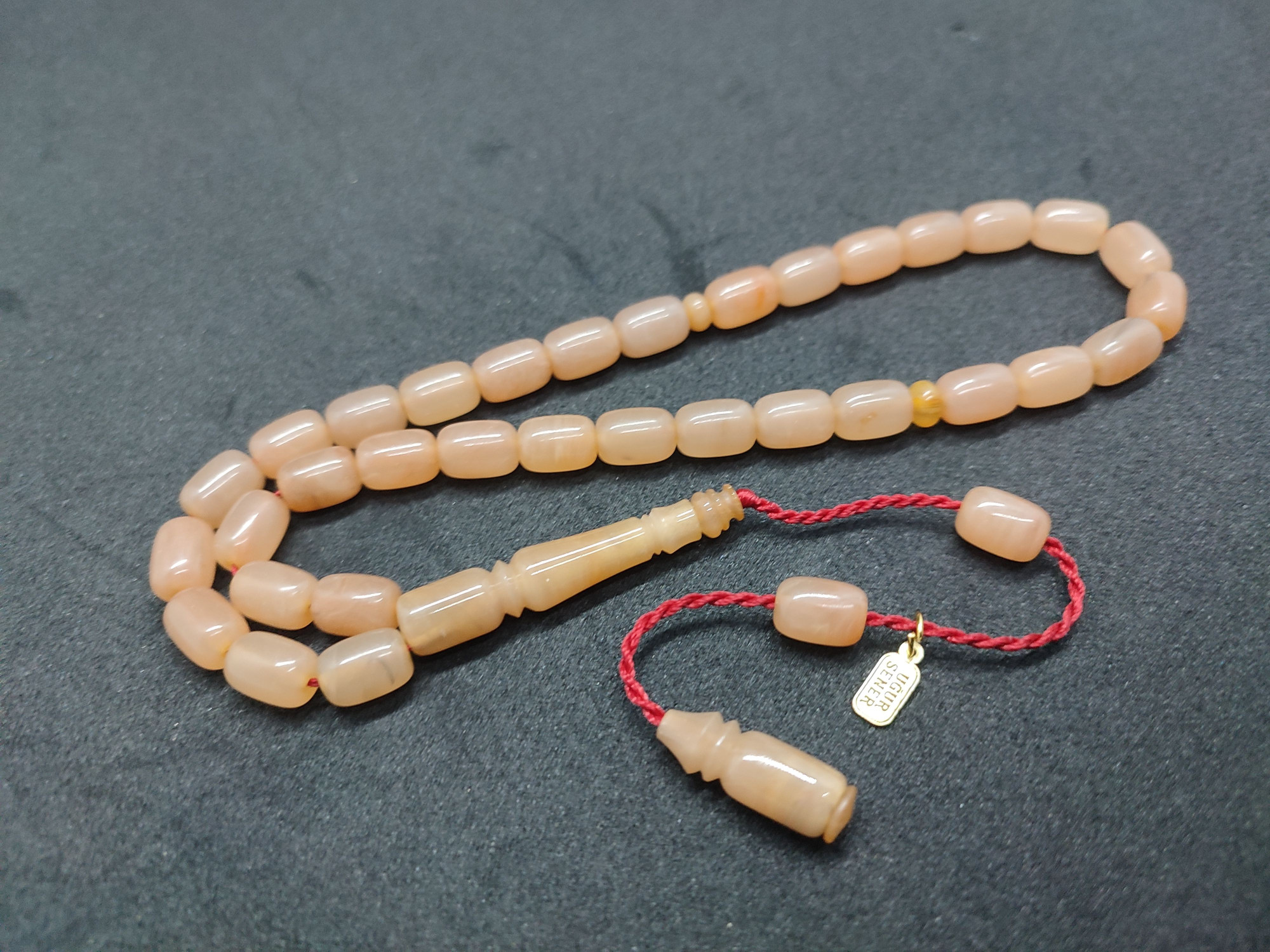 Uğur Şener Usta Eseri El Boy Çift Zımpara Çift Cilalı Sıkma Kehribar Sertifikalı 9527