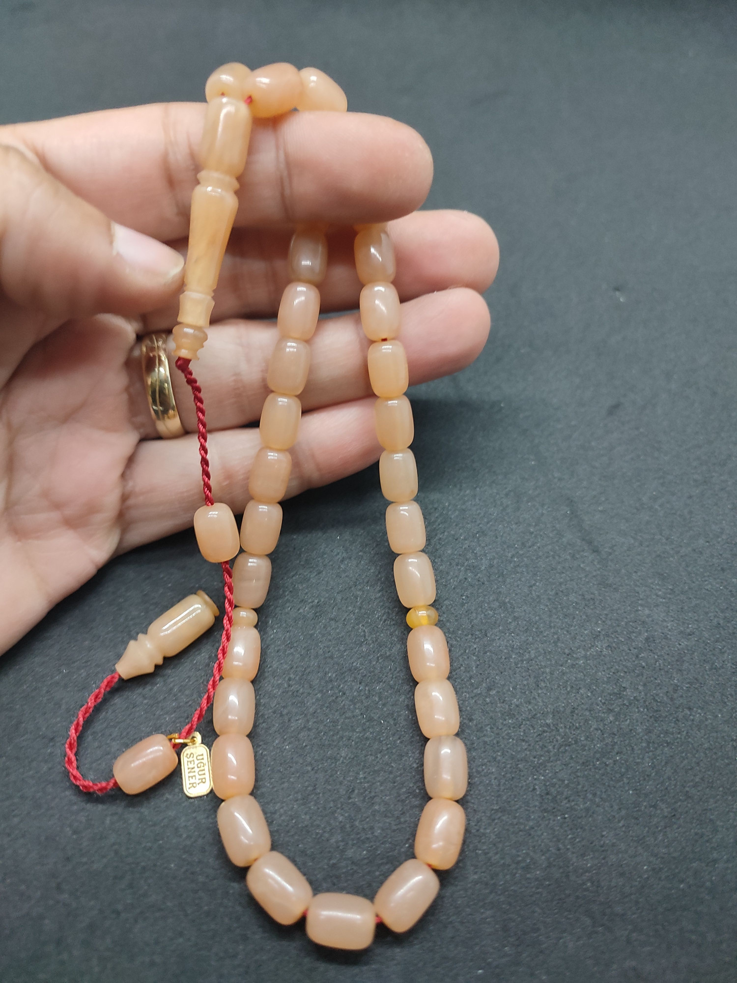 Uğur Şener Usta Eseri El Boy Çift Zımpara Çift Cilalı Sıkma Kehribar Sertifikalı 9527 küçük resim 3