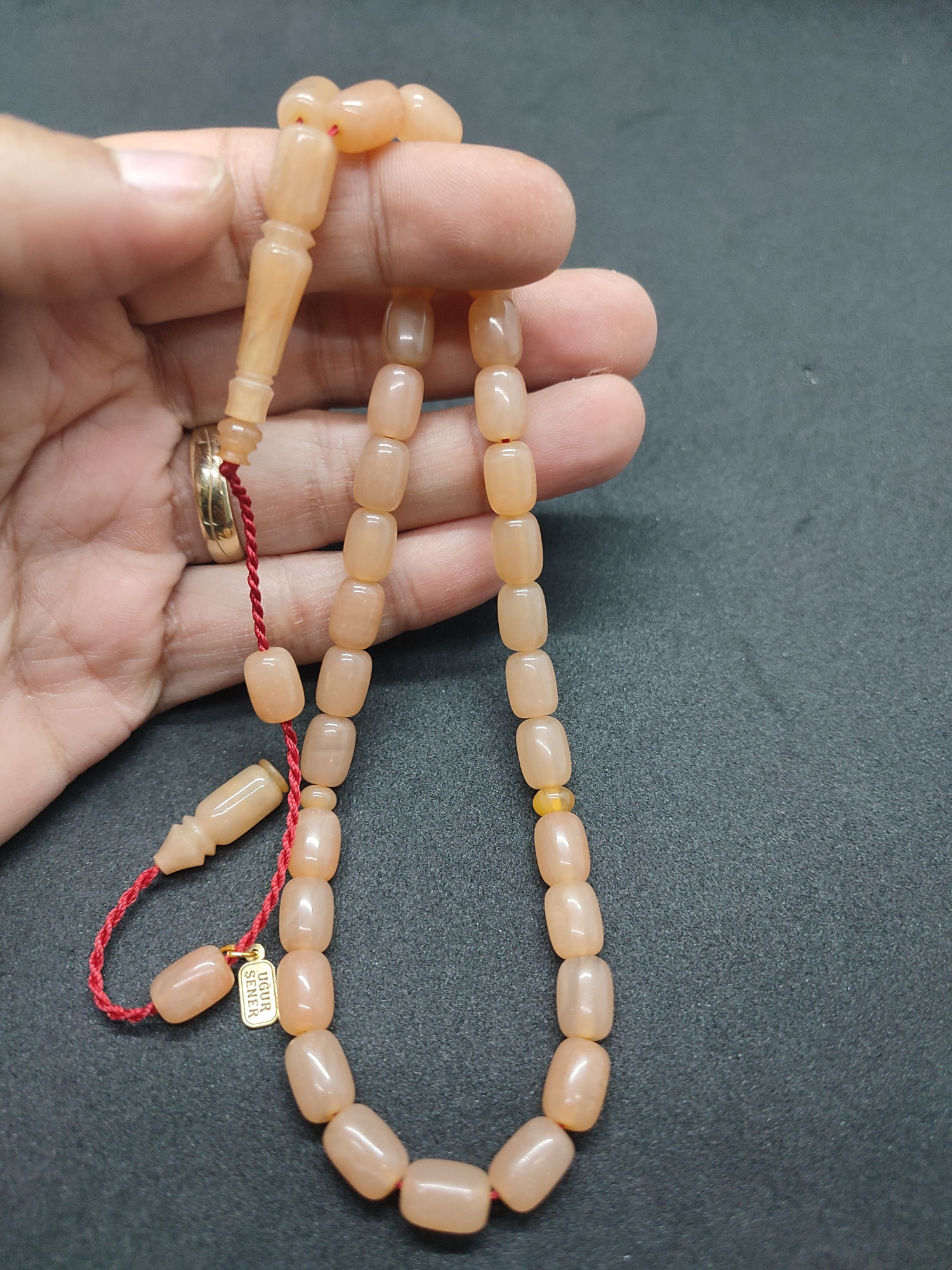 Uğur Şener Usta Eseri El Boy Çift Zımpara Çift Cilalı Sıkma Kehribar Sertifikalı 9527 küçük resim 5