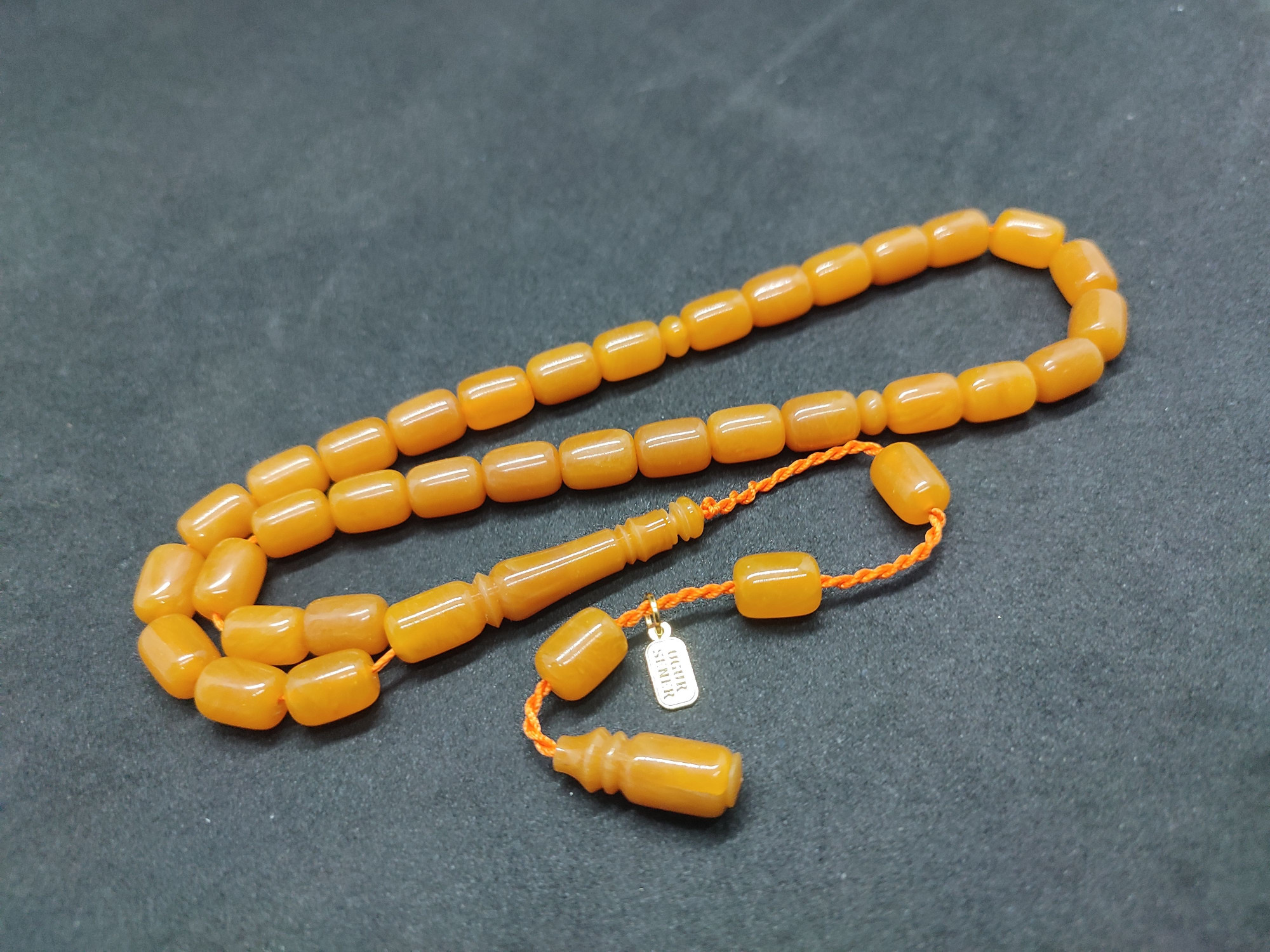 Uğur Şener Usta Eseri El Boy Çift Zımpara Çift Cilalı Sıkma Kehribar Sertifikalı 9529 küçük resim 2