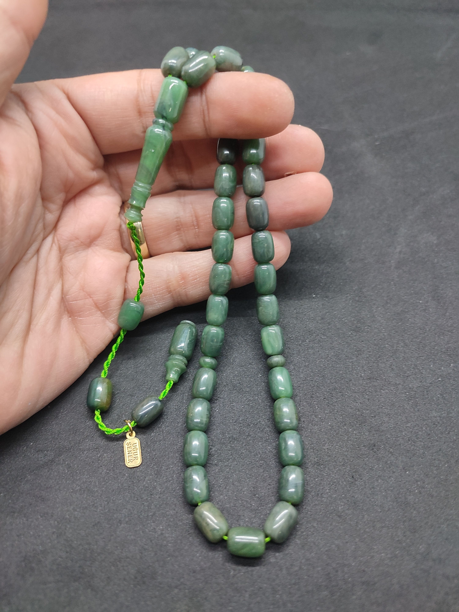 Uğur Şener Usta Eseri El Boy Çift Zımpara Çift Cilalı Sıkma Kehribar Sertifikalı 9531 küçük resim 3