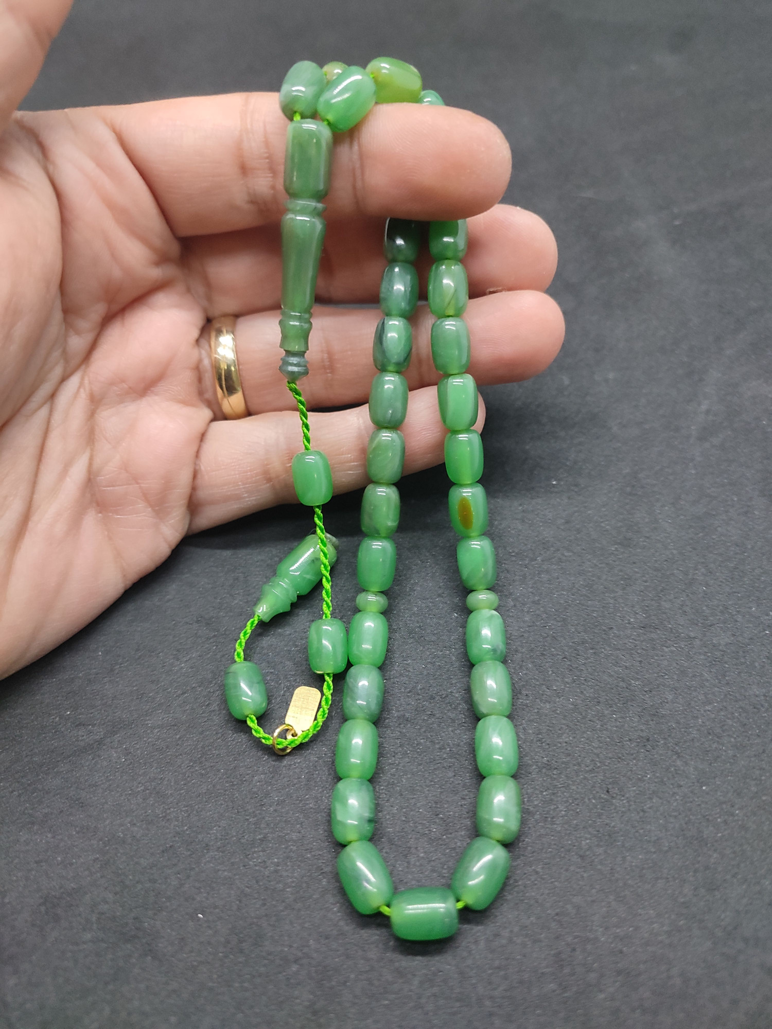 Uğur Şener Usta Eseri El Boy Çift Zımpara Çift Cilalı Sıkma Kehribar Sertifikalı 9532 küçük resim 3