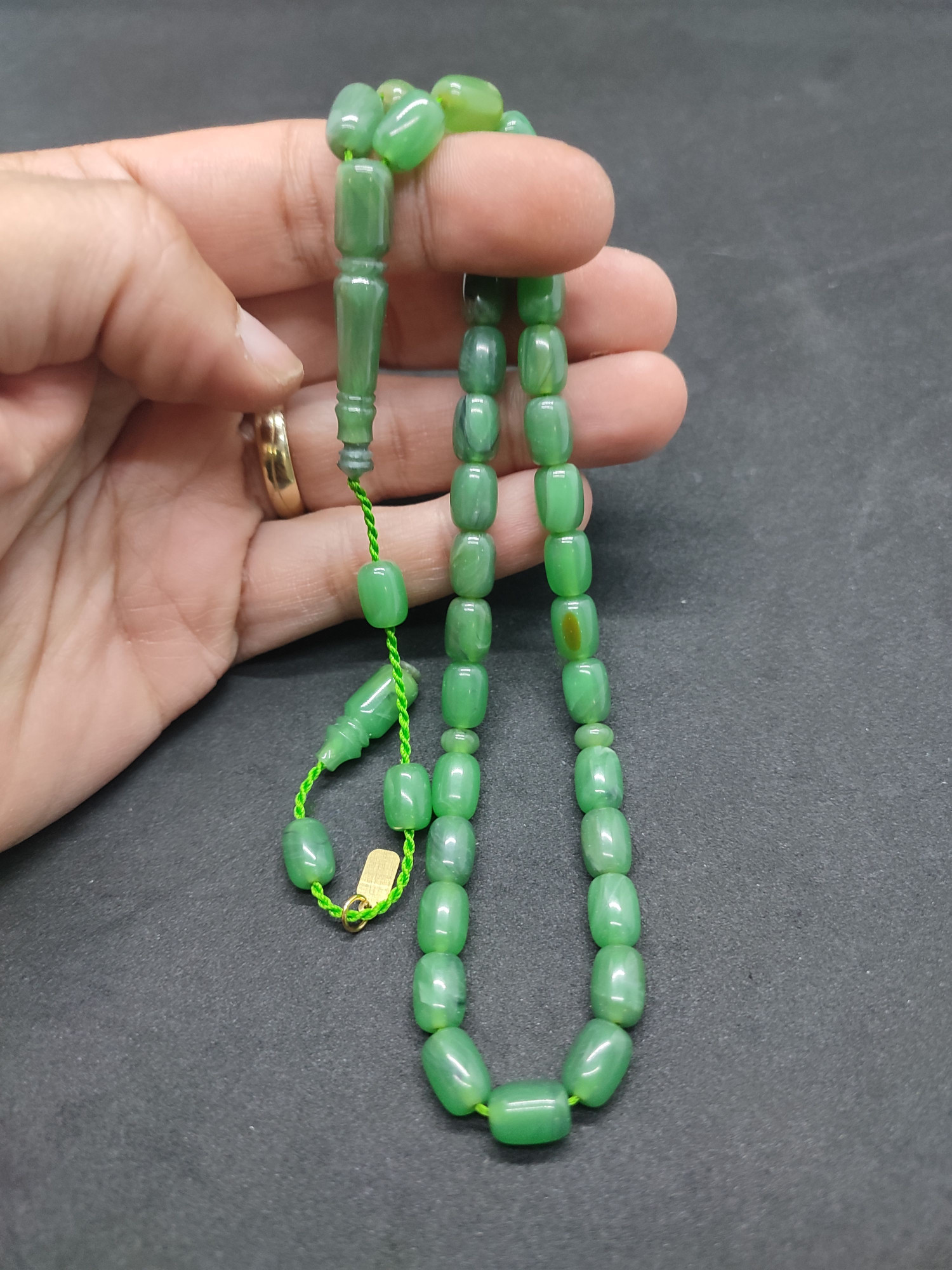 Uğur Şener Usta Eseri El Boy Çift Zımpara Çift Cilalı Sıkma Kehribar Sertifikalı 9532 küçük resim 5