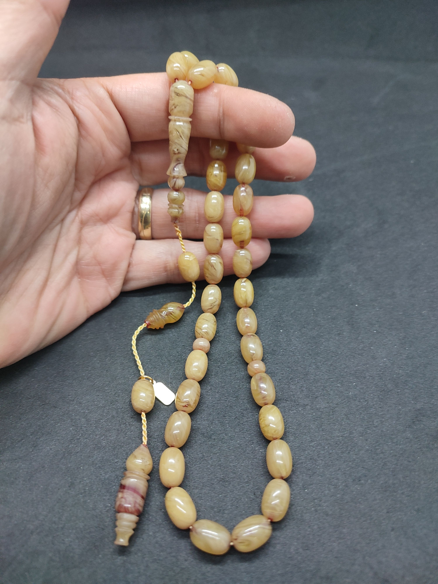 Uğur Şener Usta Eseri Habbeden Yoğun Hareli Sıkma Kehribar Sertifikalı 9536 küçük resim 3