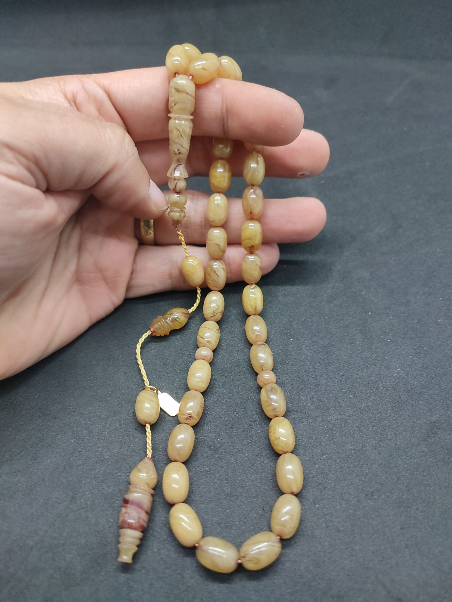 Uğur Şener Usta Eseri Habbeden Yoğun Hareli Sıkma Kehribar Sertifikalı 9536 küçük resim 5