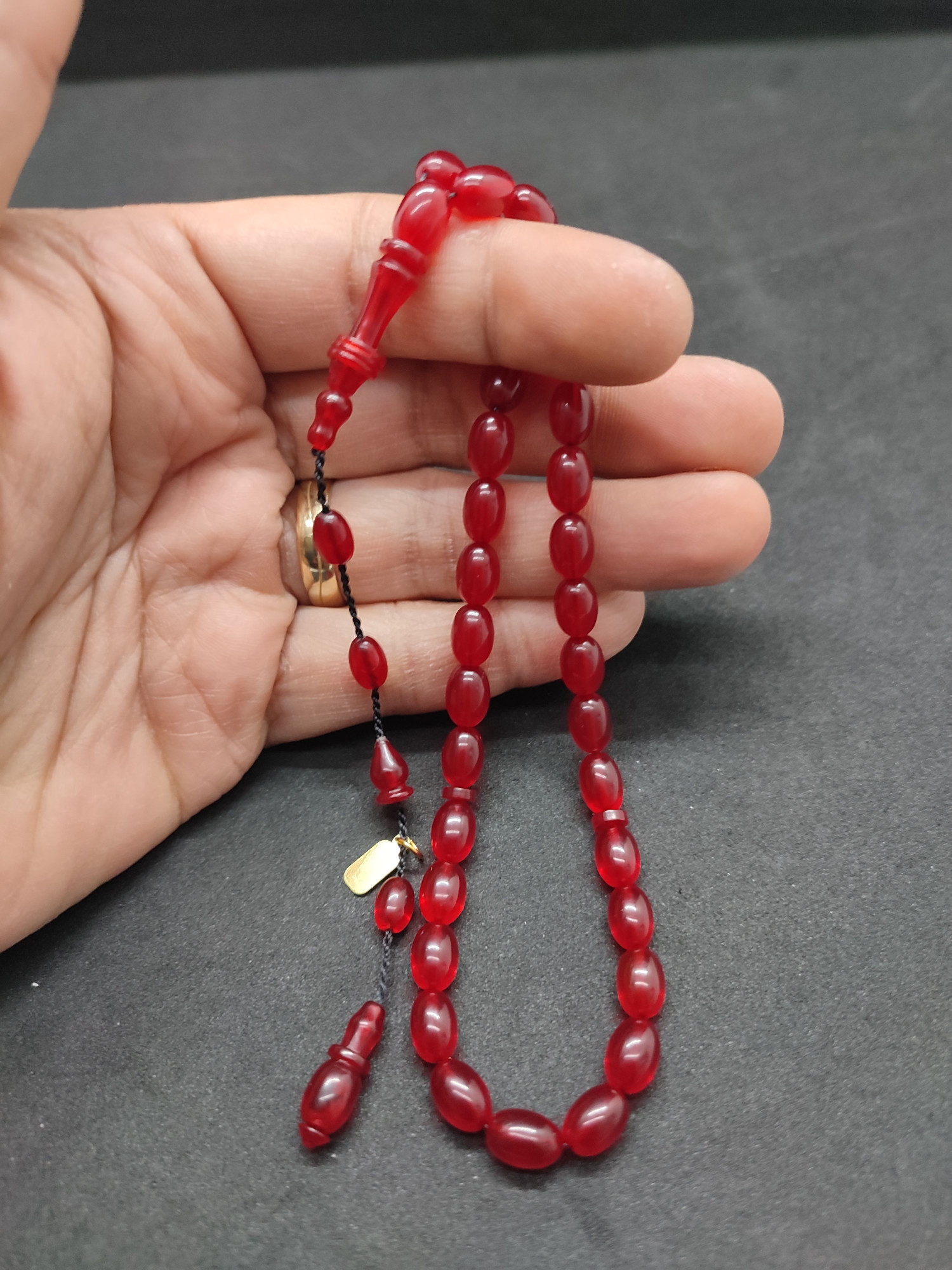 Serdal Akdeniz Usta Eseri İmame Halkalı El Boy Objeden Ateş-i Kehribar Sertifikalı 9573 küçük resim 3