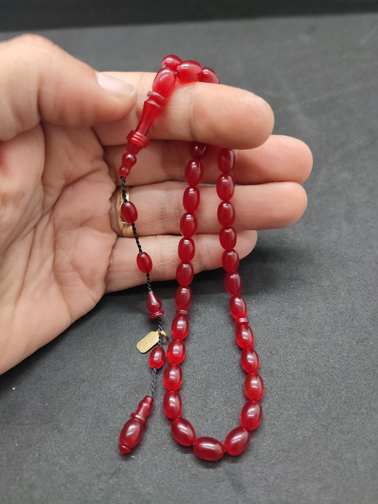 Serdal Akdeniz Usta Eseri İmame Halkalı El Boy Objeden Ateş-i Kehribar Sertifikalı 9573 küçük resim 5