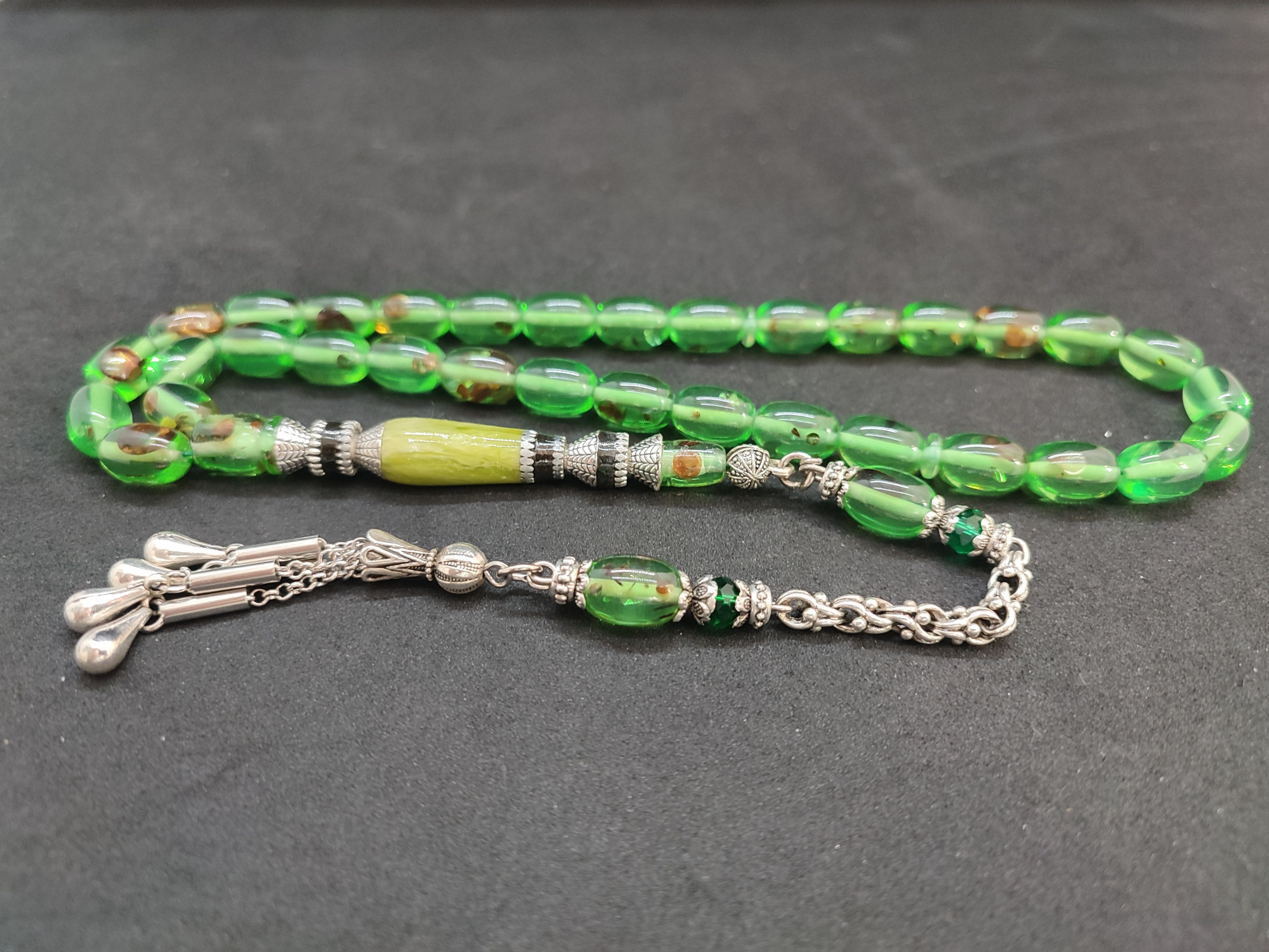 475 Ayar Gümüş Püskül 475 Ayar Gümüş Nakkaş Ateş-i Kehribar Sertifikalı 9605