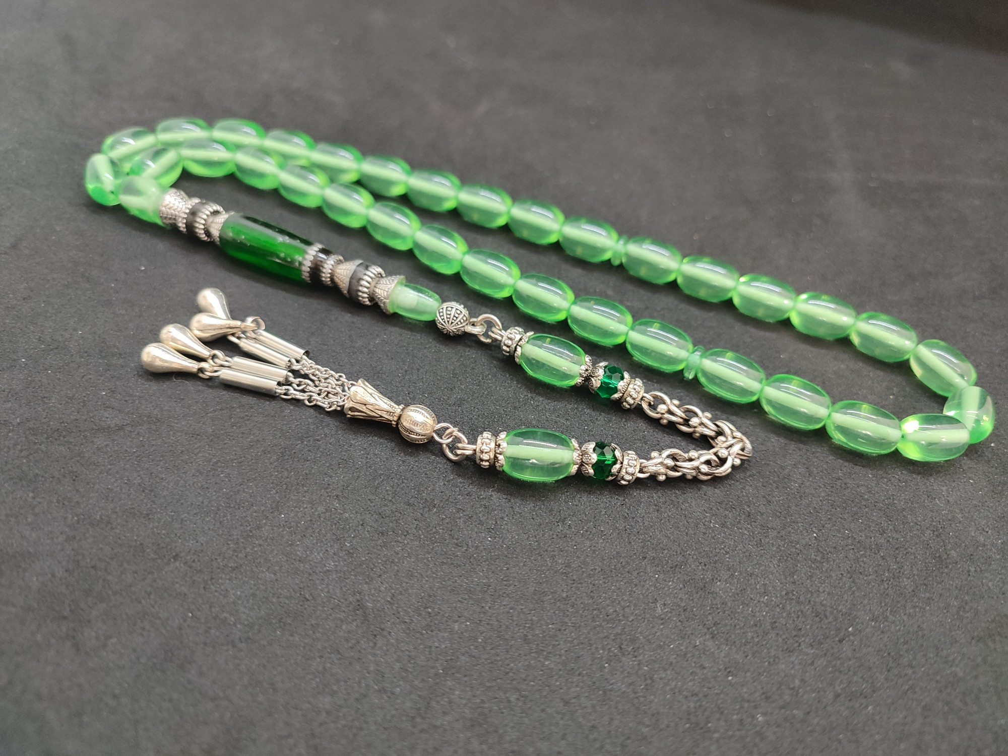 475 Ayar Gümüş Püskül 475 Ayar Gümüş Nakkaş Ateş-i Kehribar Sertifikalı 9606 küçük resim 4