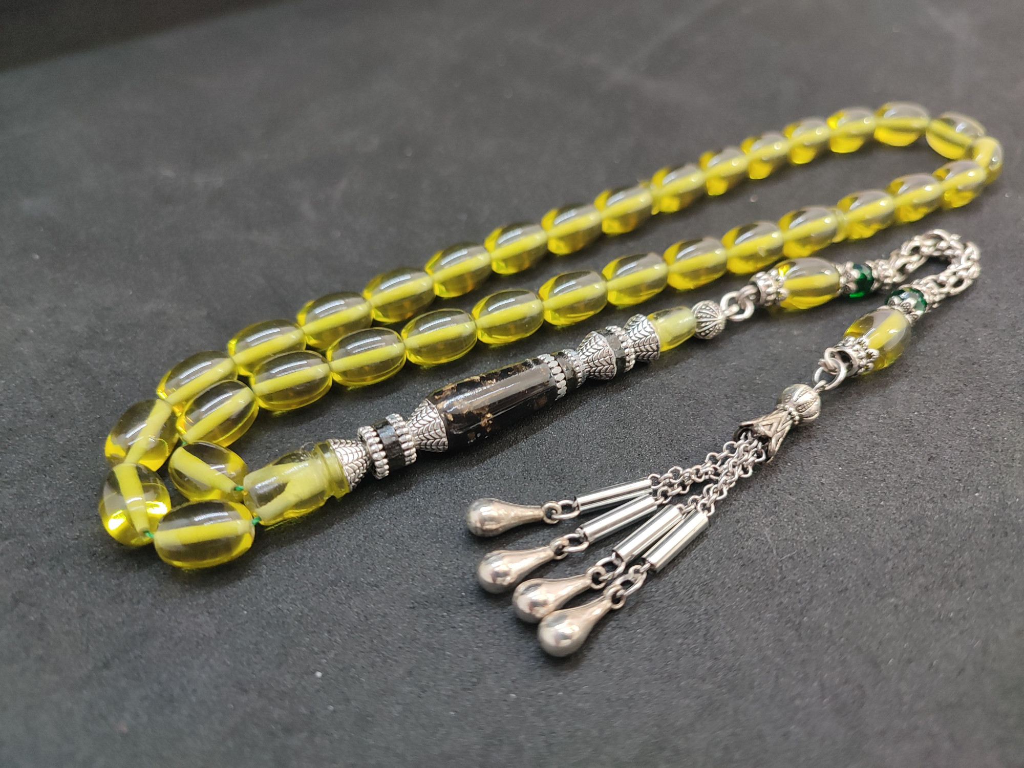 475 Ayar Gümüş Püskül 475 Ayar Gümüş Nakkaş Ateş-i Kehribar Sertifikalı 9607